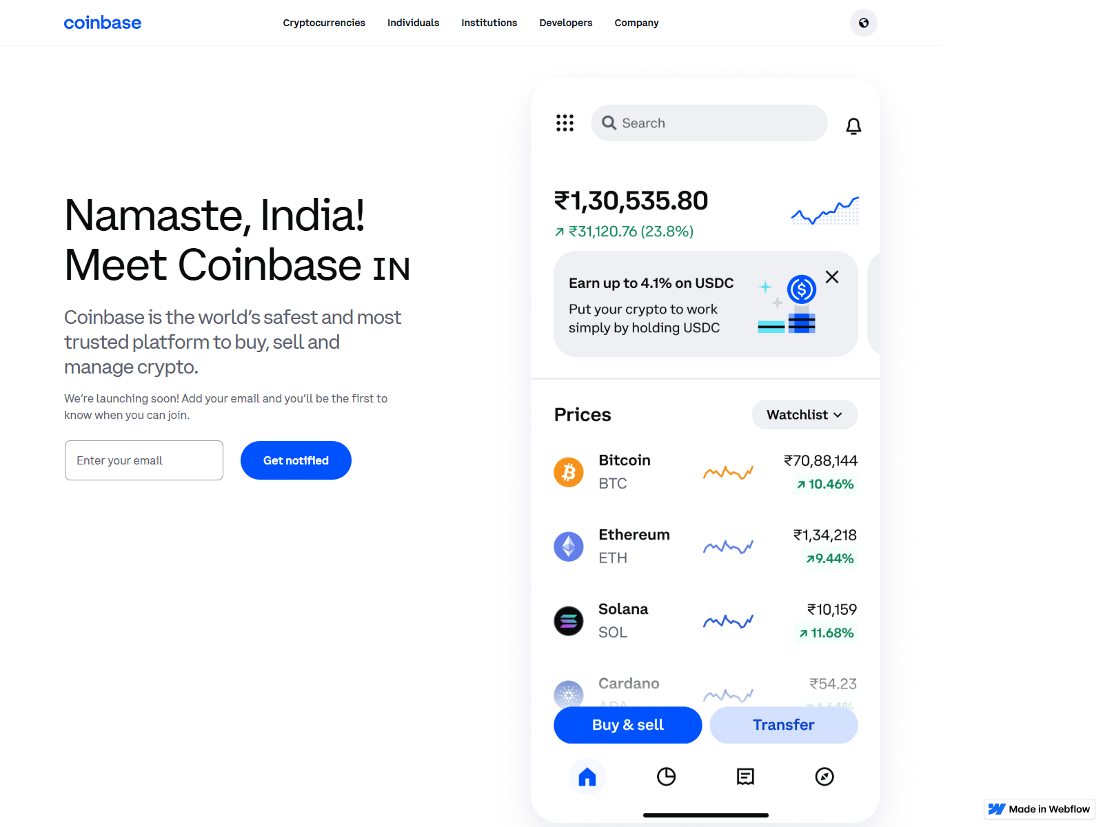 Screenshot of portal-coinbas-web.webflow.io