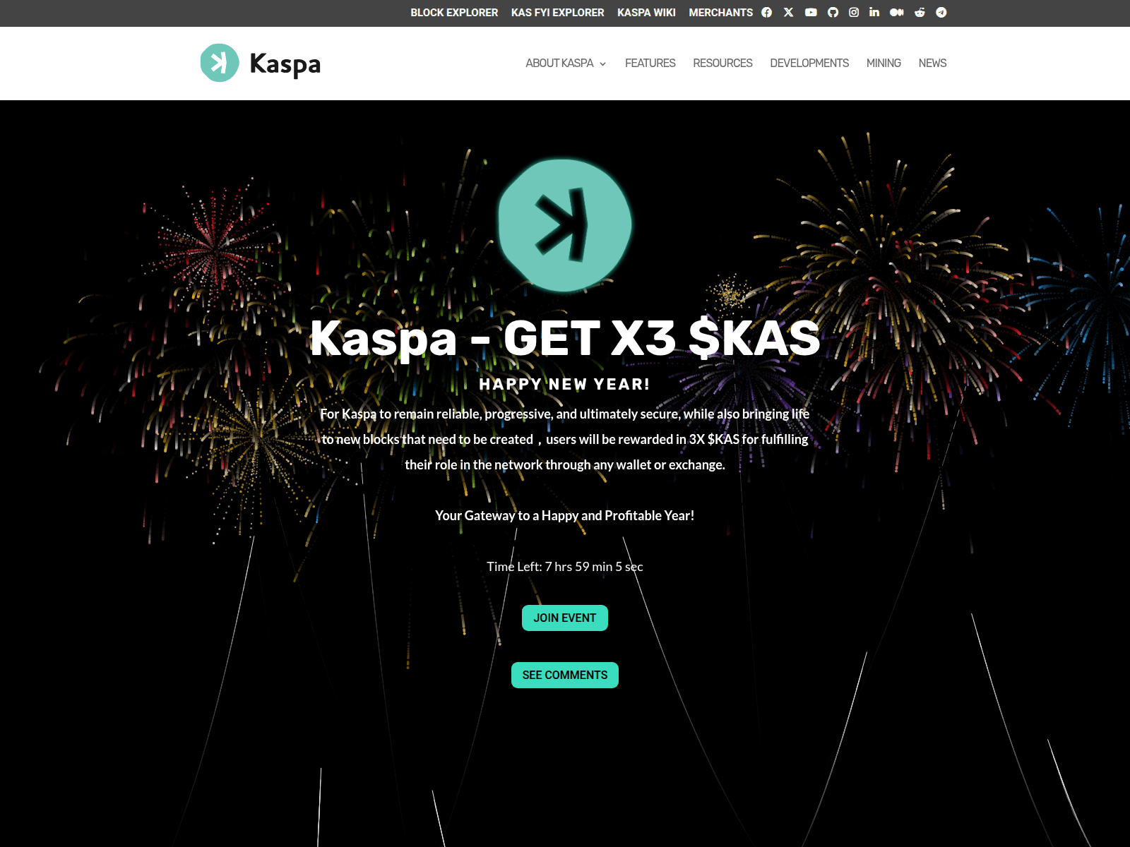 Screenshot of kaspa.christmas