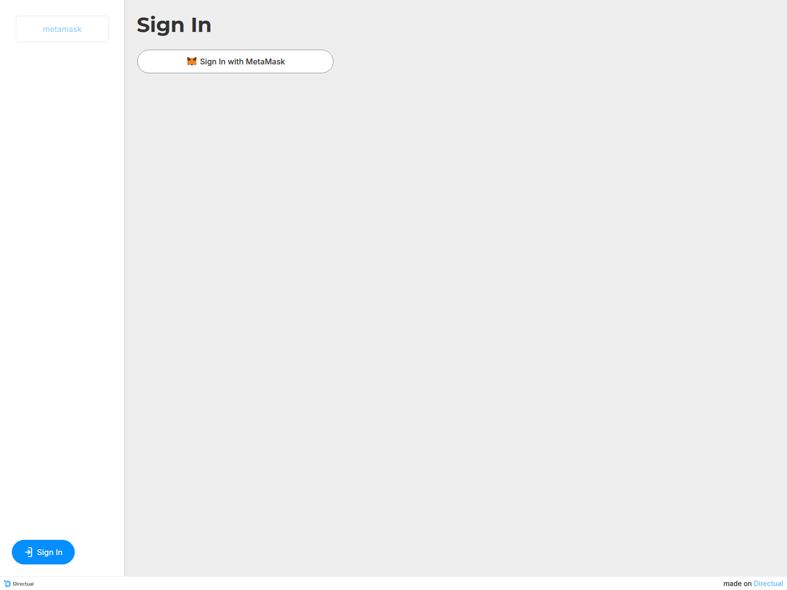Screenshot of metamask.directual.app