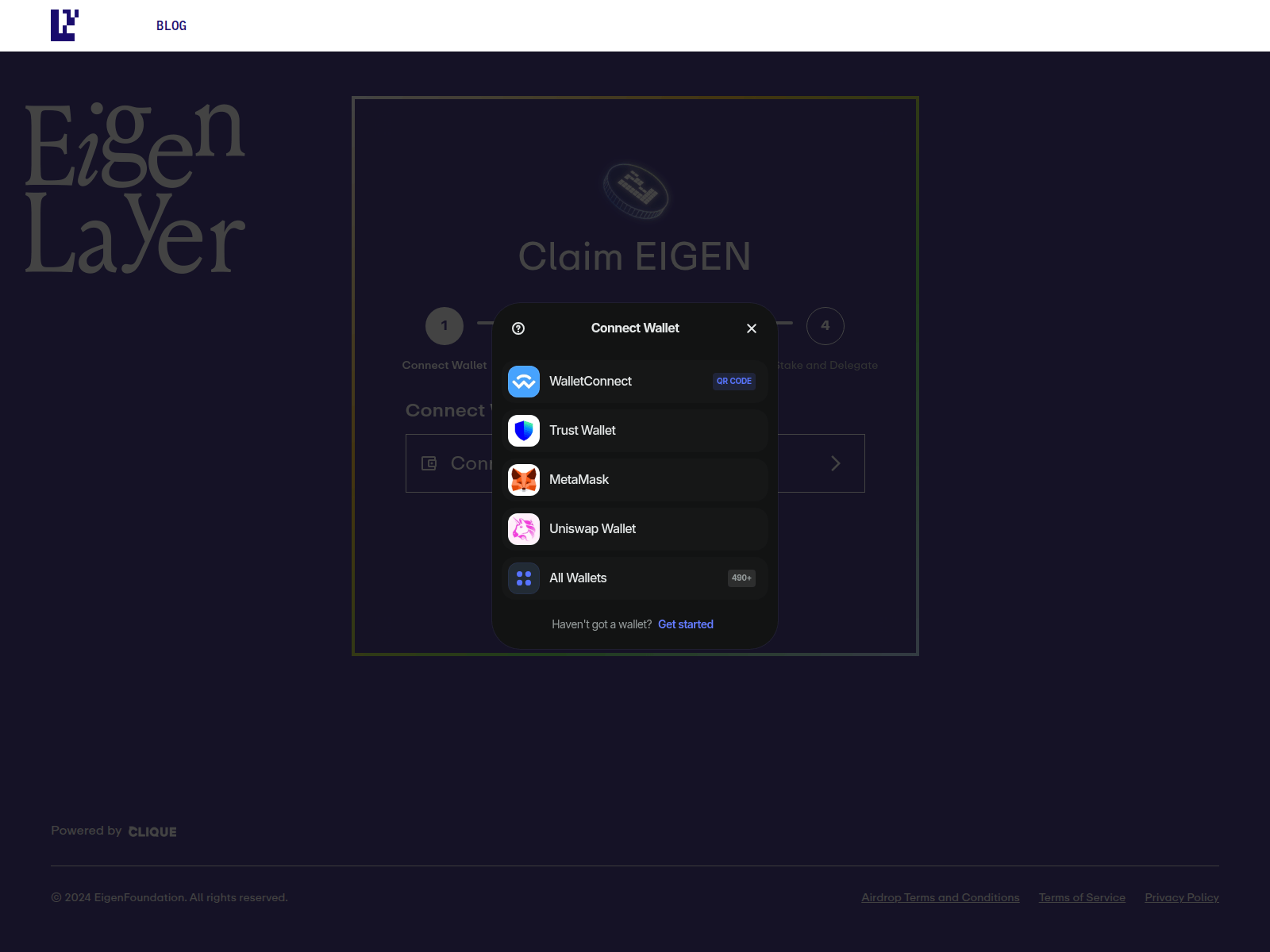 Screenshot of eigencloud.claims