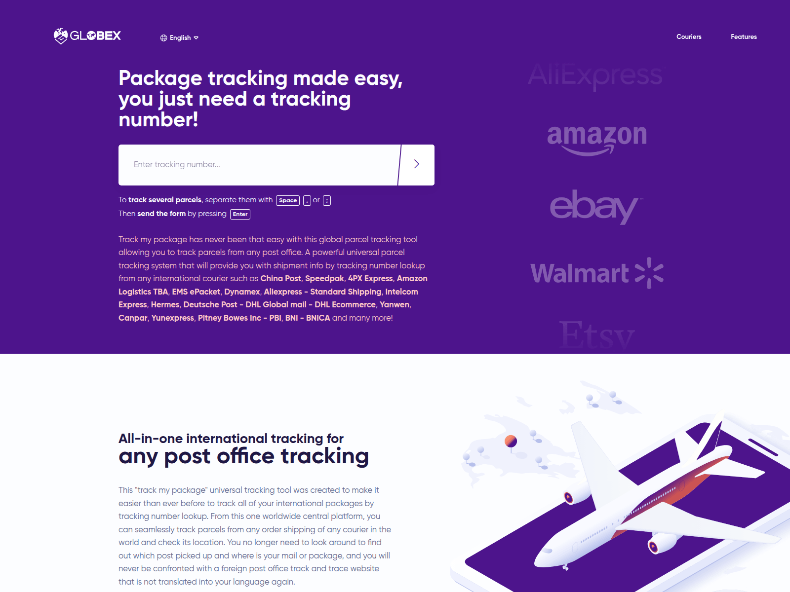 Screenshot of globexships.online.parceltracx.org