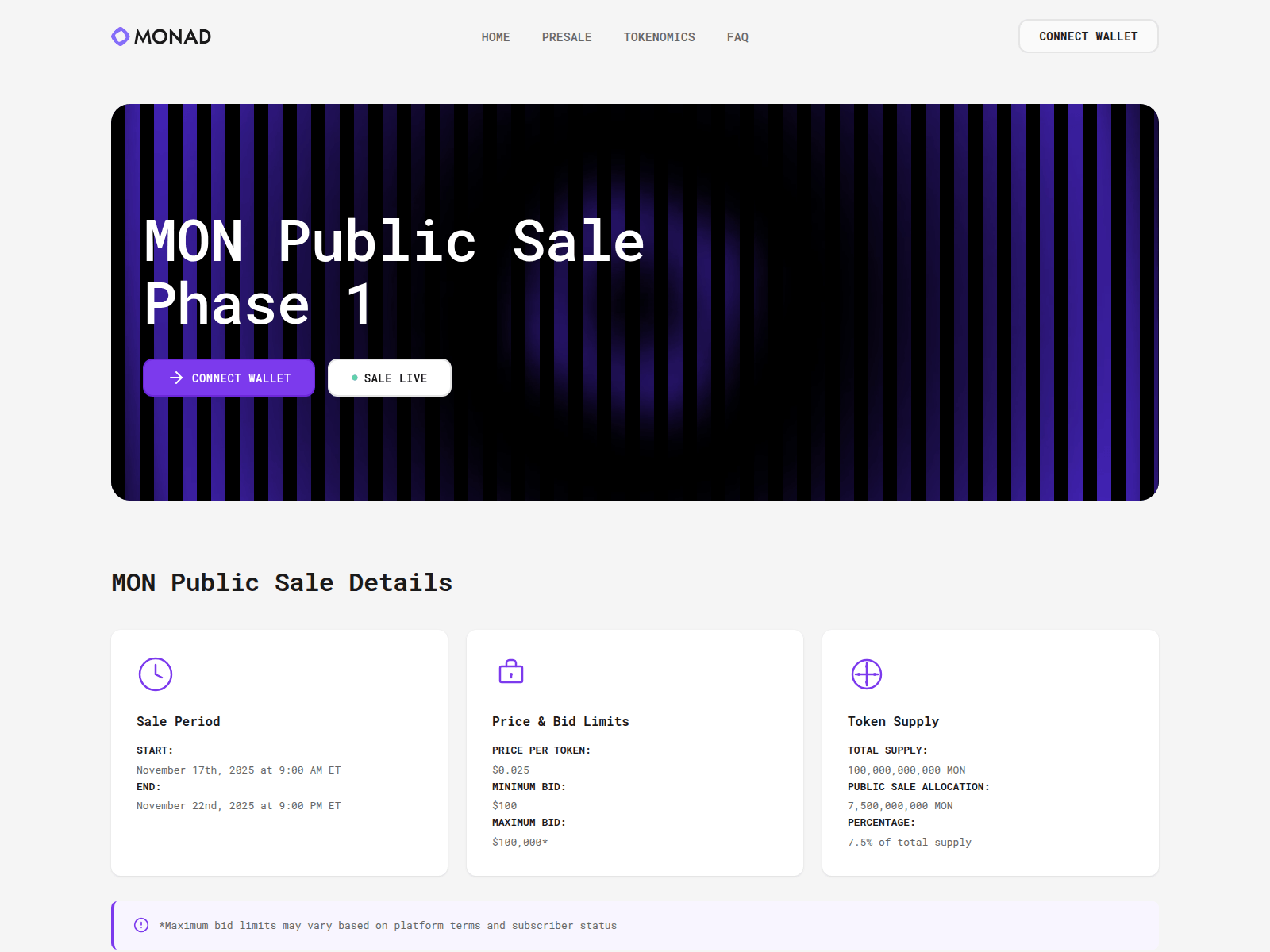 Screenshot of monadsale.app
