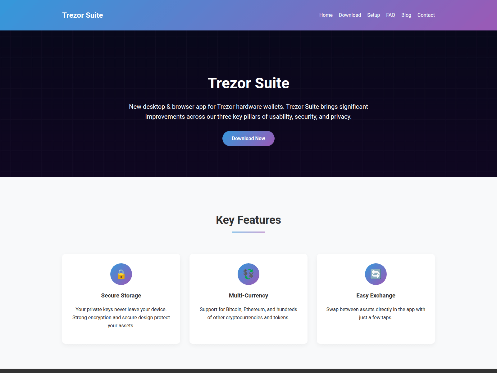 Screenshot of suite.eng-trezor.io