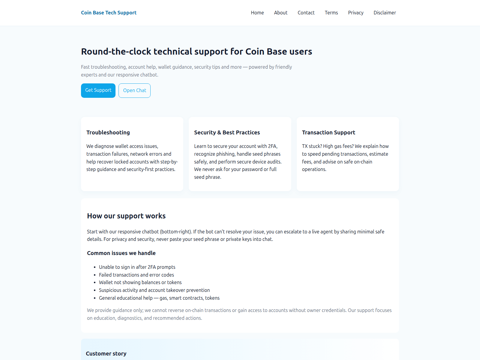 Screenshot of coinbasetechsupports.help