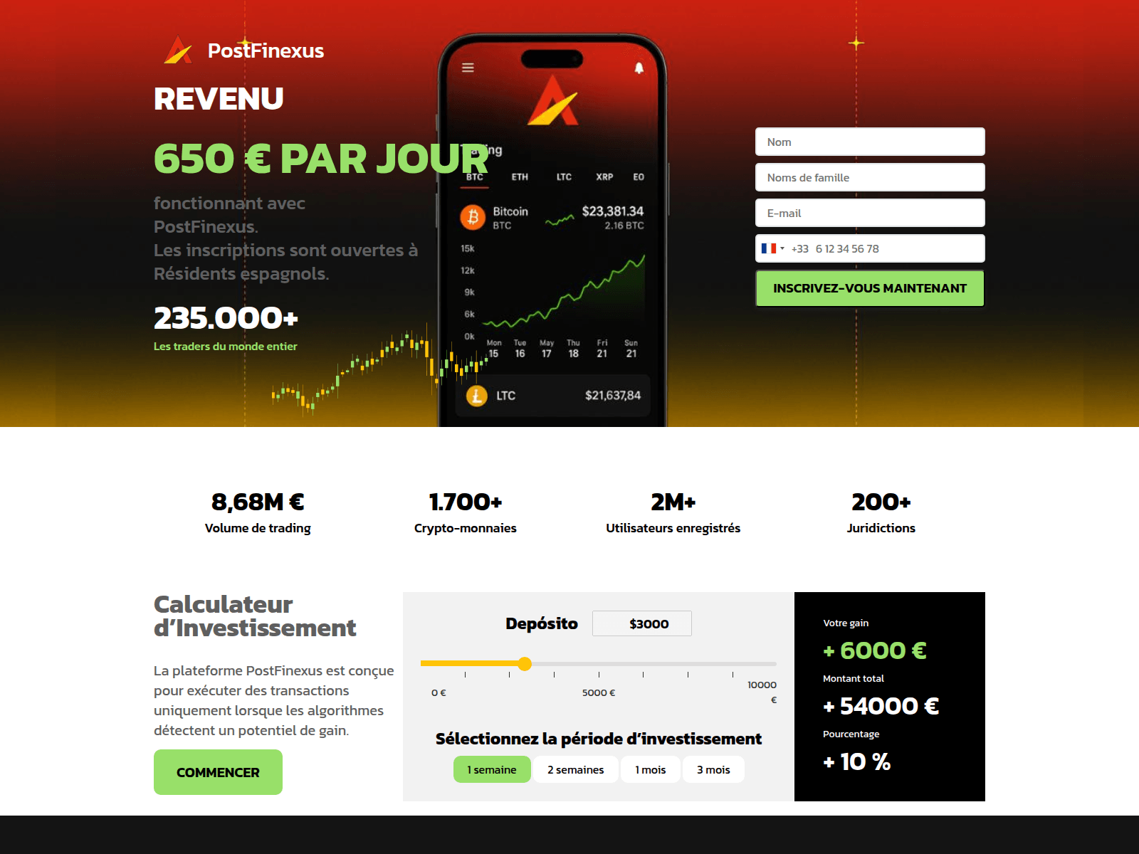 Forensic screenshot of postfinexus.com