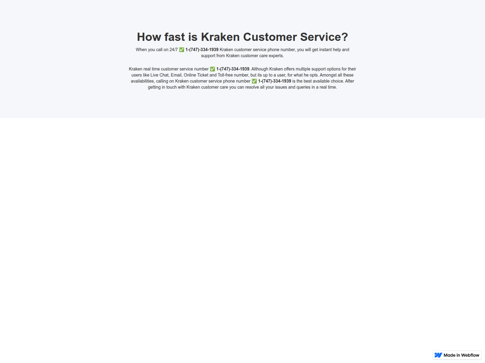 Screenshot of how-fast-is-kraken-customer-service.webflow.io