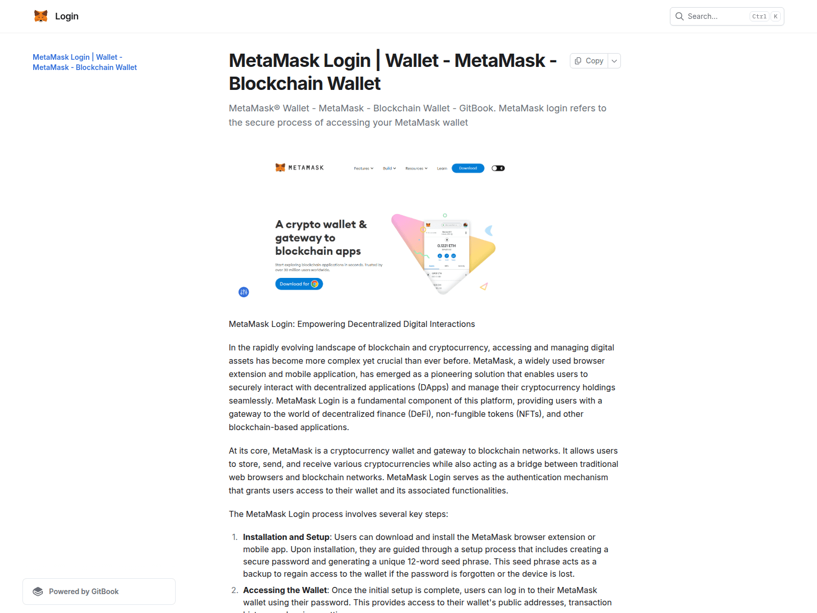 Screenshot of mietamaskluogin.gitbook.io