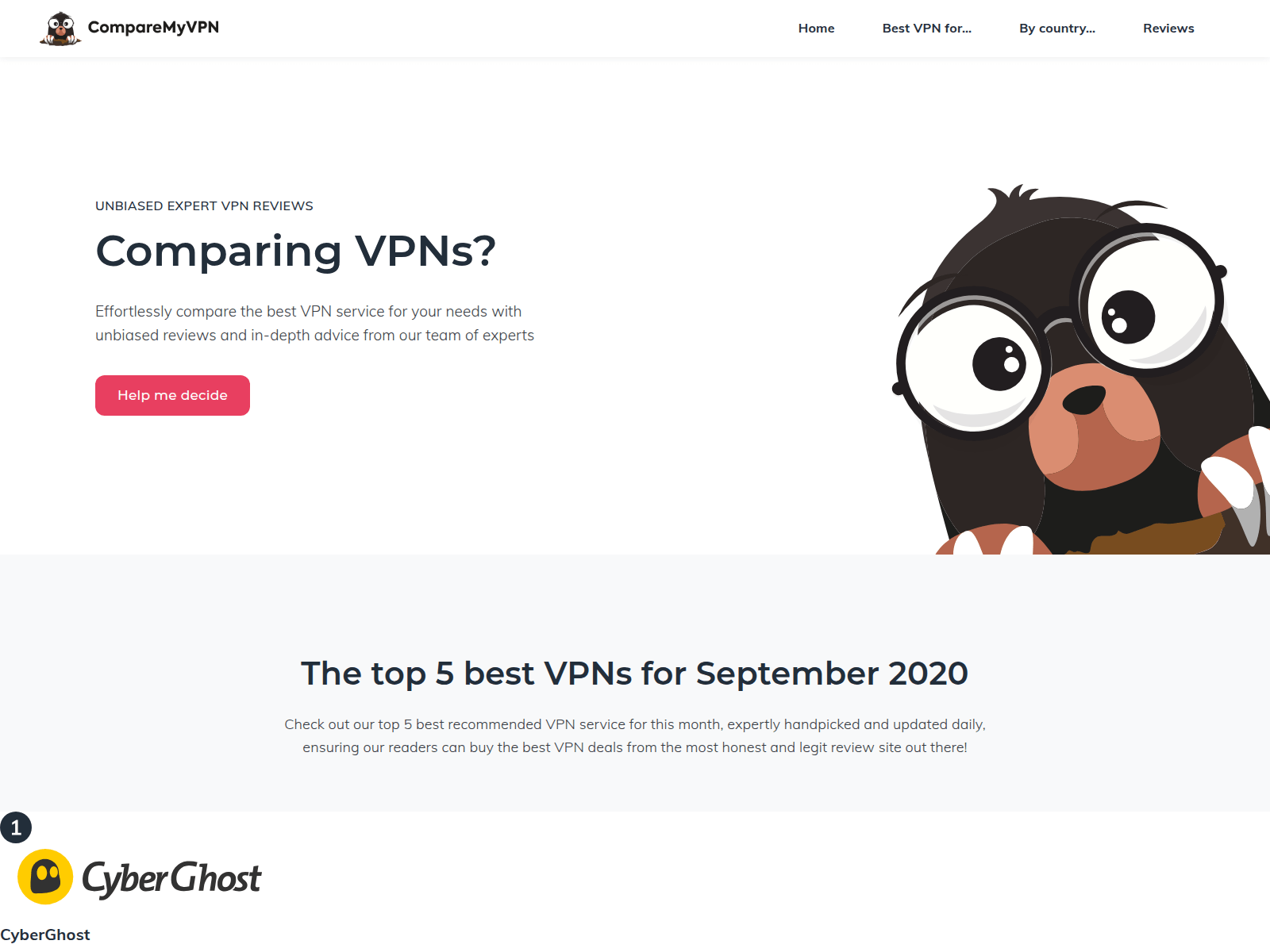 Screenshot of staging3.comparemyvpn.com