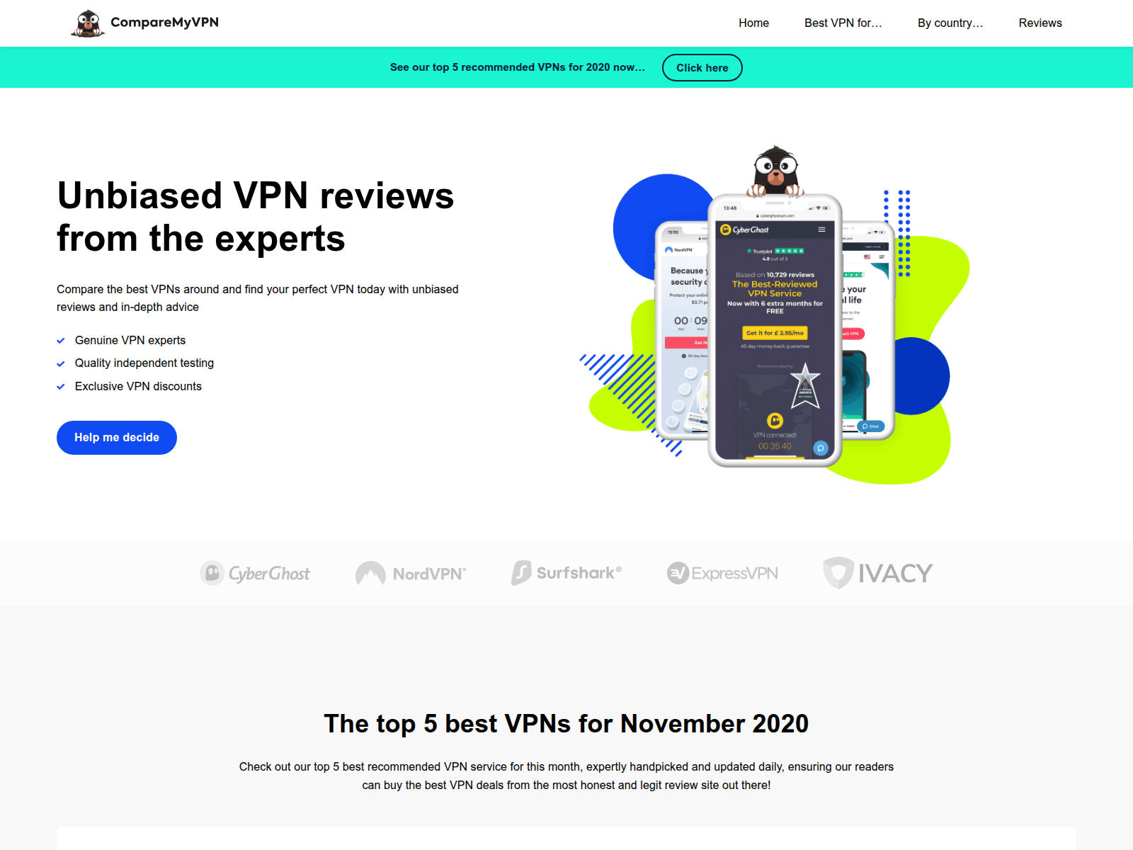 Screenshot of staging7.comparemyvpn.com