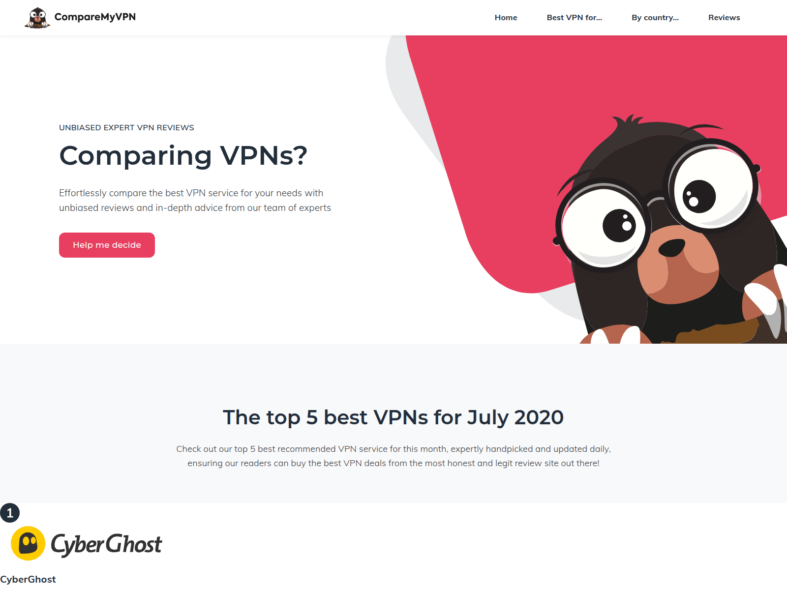Screenshot of staging5.comparemyvpn.com