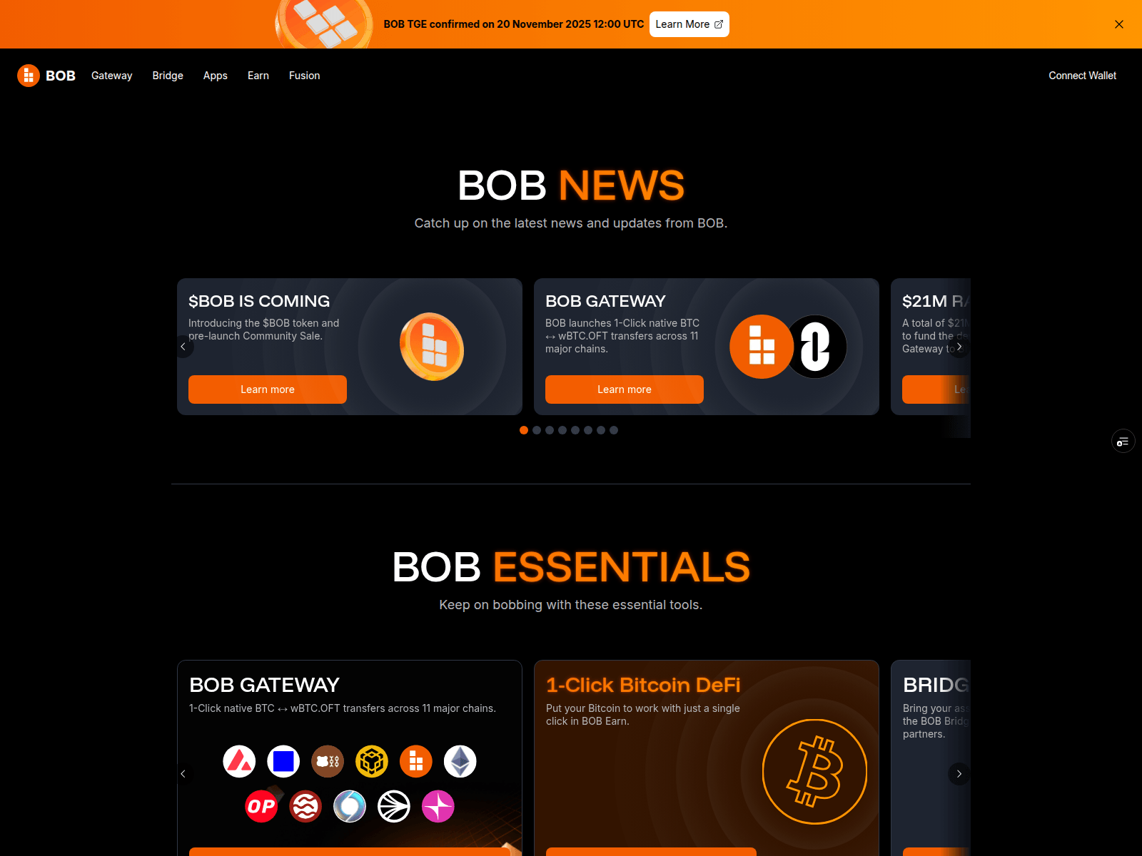 Screenshot of bob-mainnet-lu3oz5ft3-distributed-crafts.vercel.app
