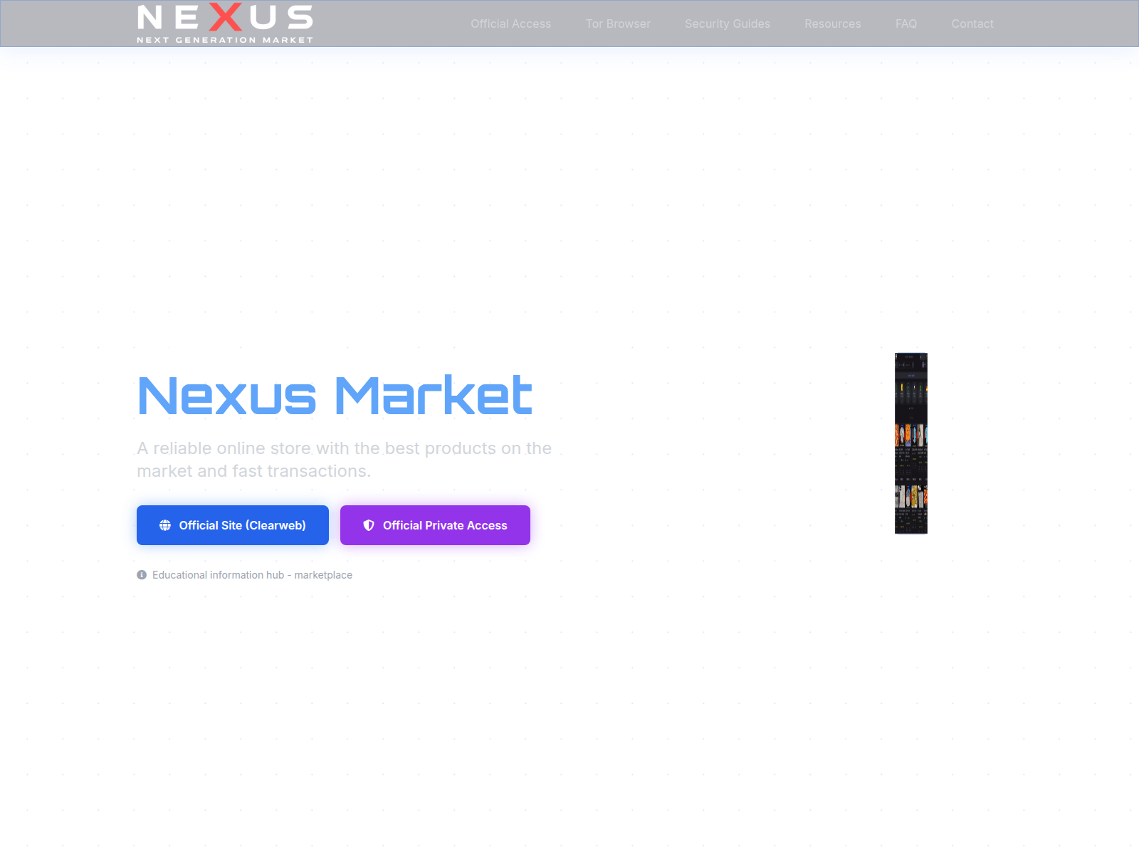 Screenshot of nexusdarkshop.info