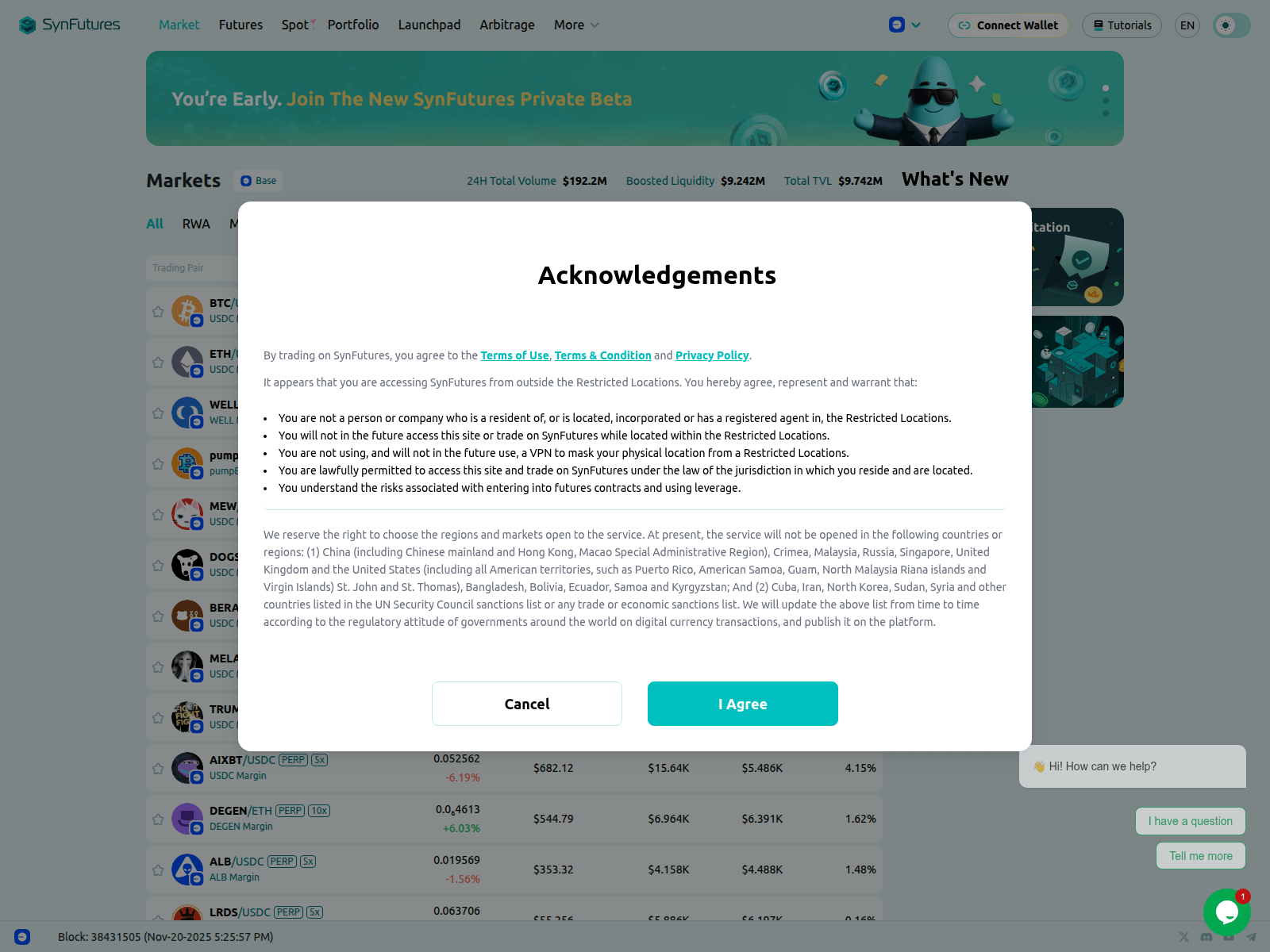Screenshot of synfutures.harbitrage.com
