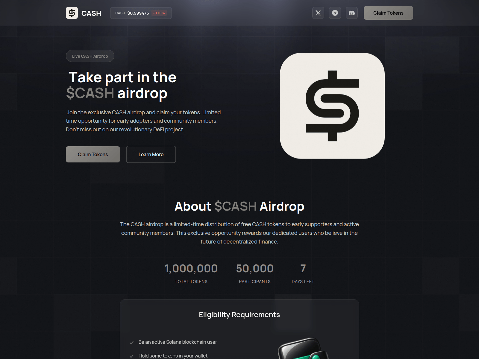 Screenshot of usecashe.xyz