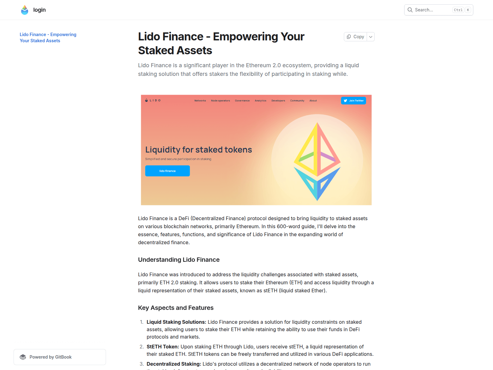 Screenshot of lidoofinancee.gitbook.io