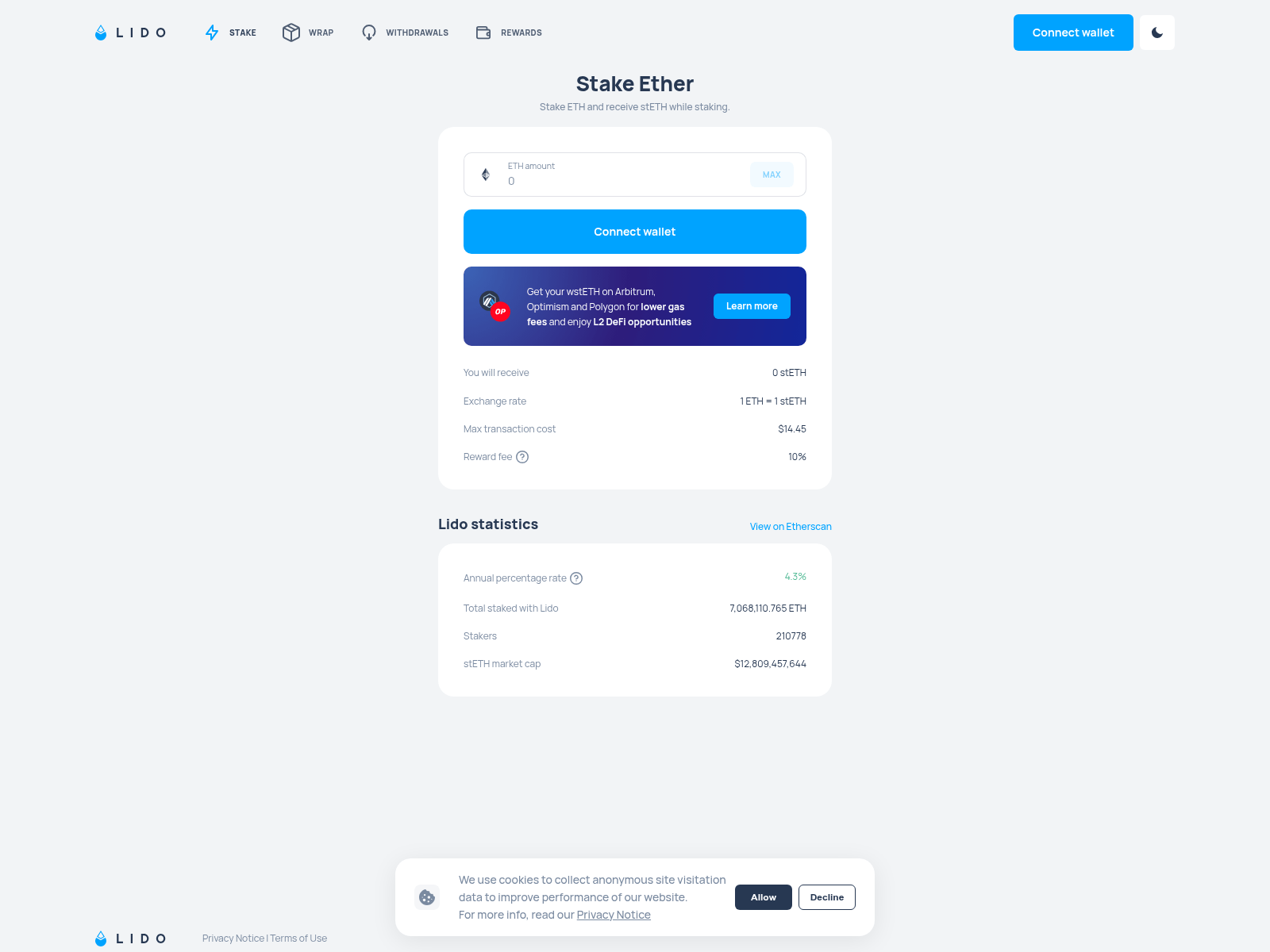 Screenshot of stake-lido.vercel.app