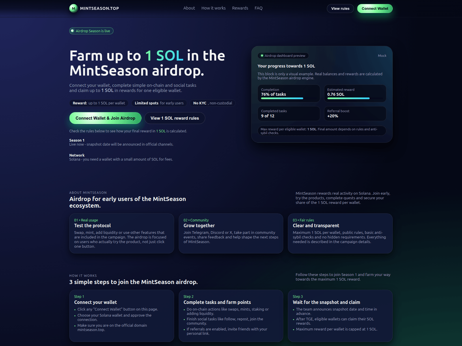 Screenshot of mintseason.top
