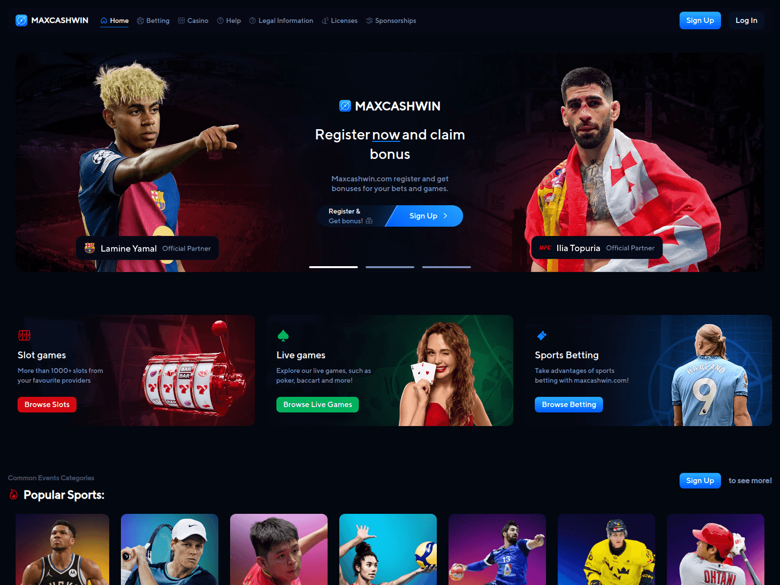 Screenshot of maxcashwin.com