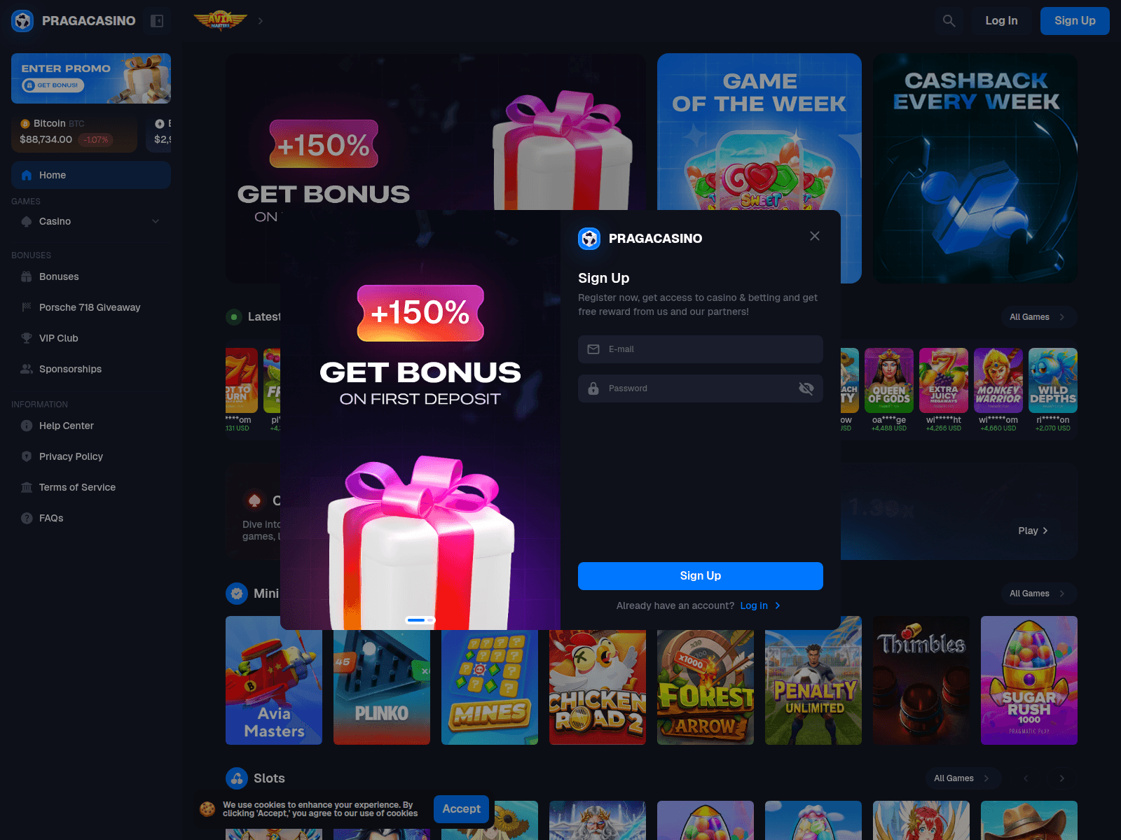 Screenshot of pragacasino.com