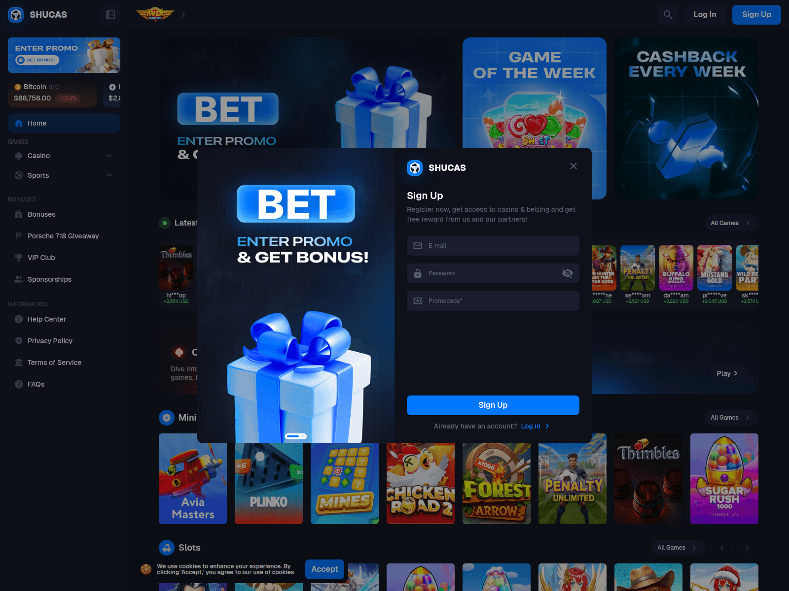 Screenshot of shucas.com