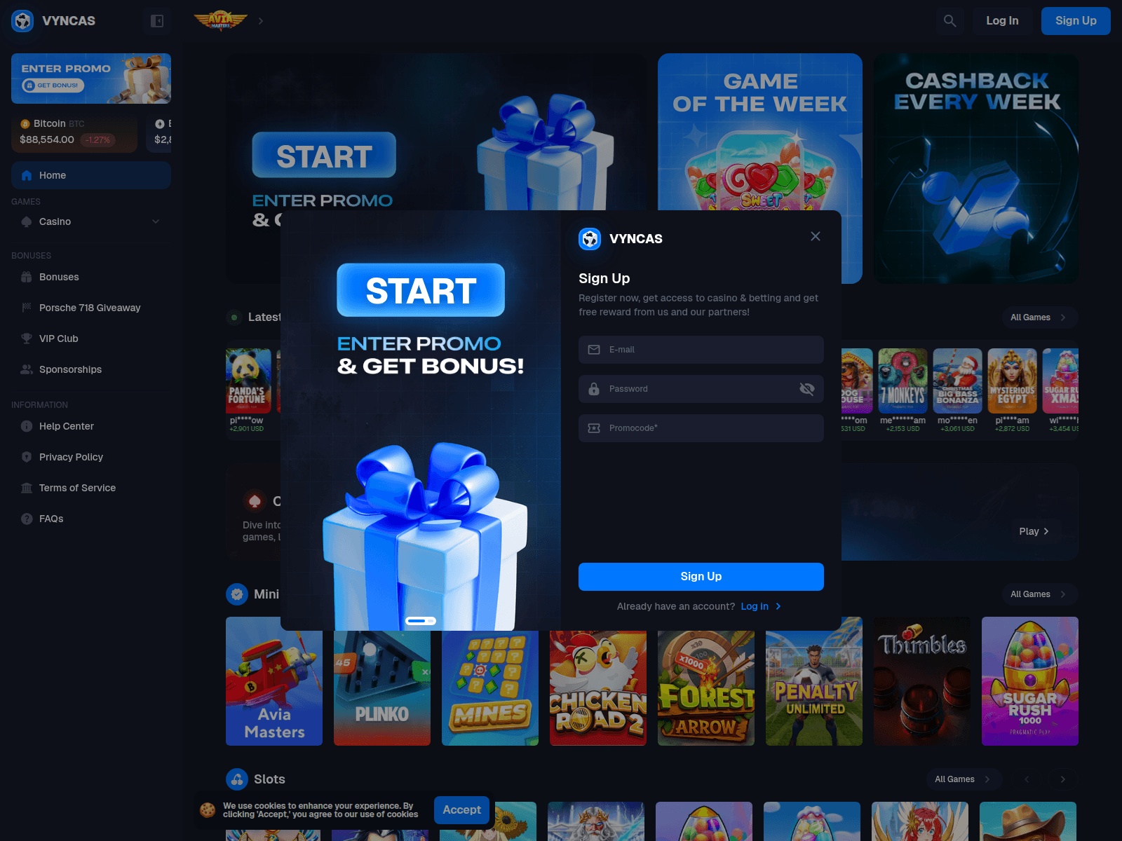 Screenshot of vyncas.com