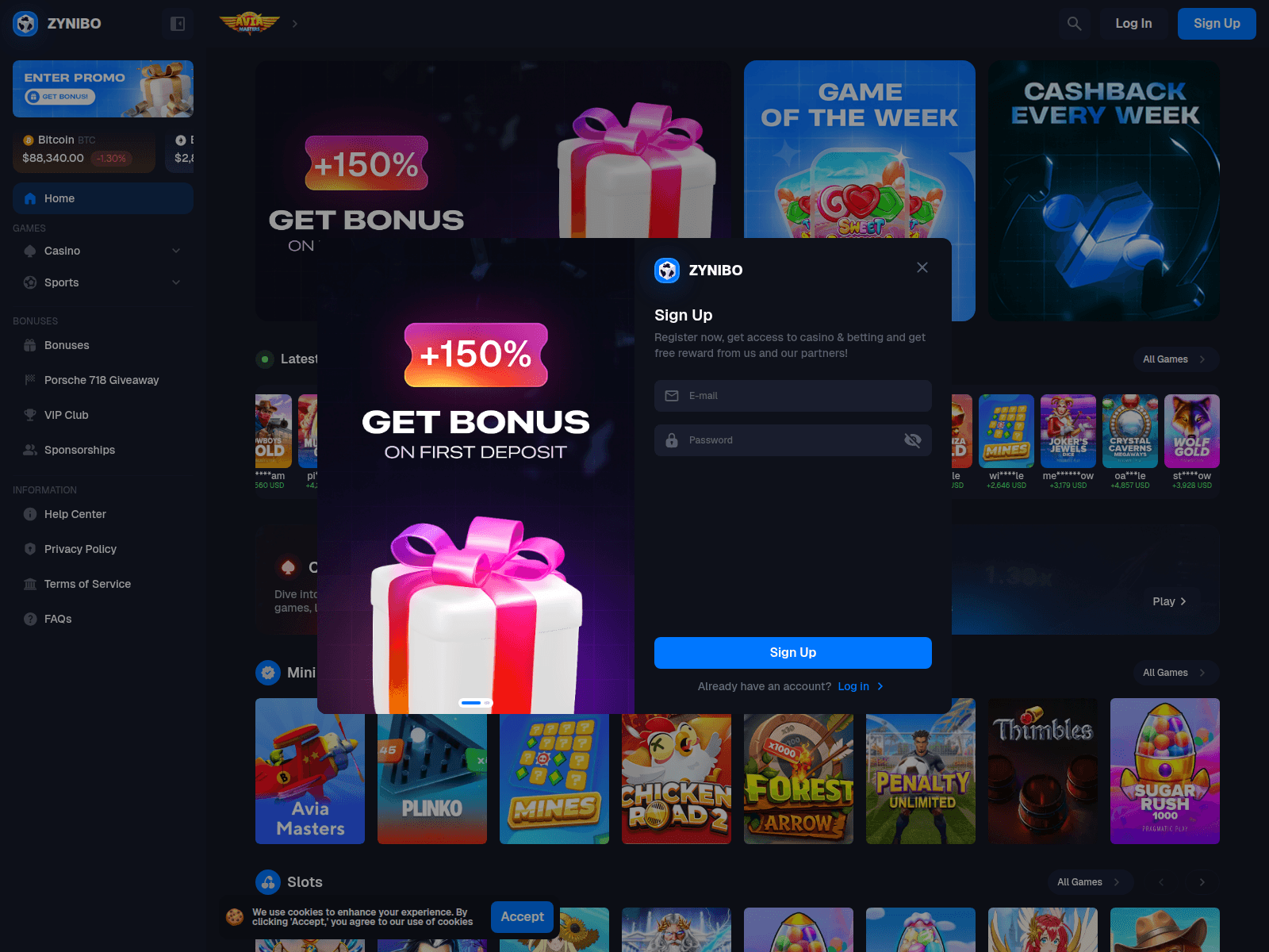 Screenshot of zynibo.com
