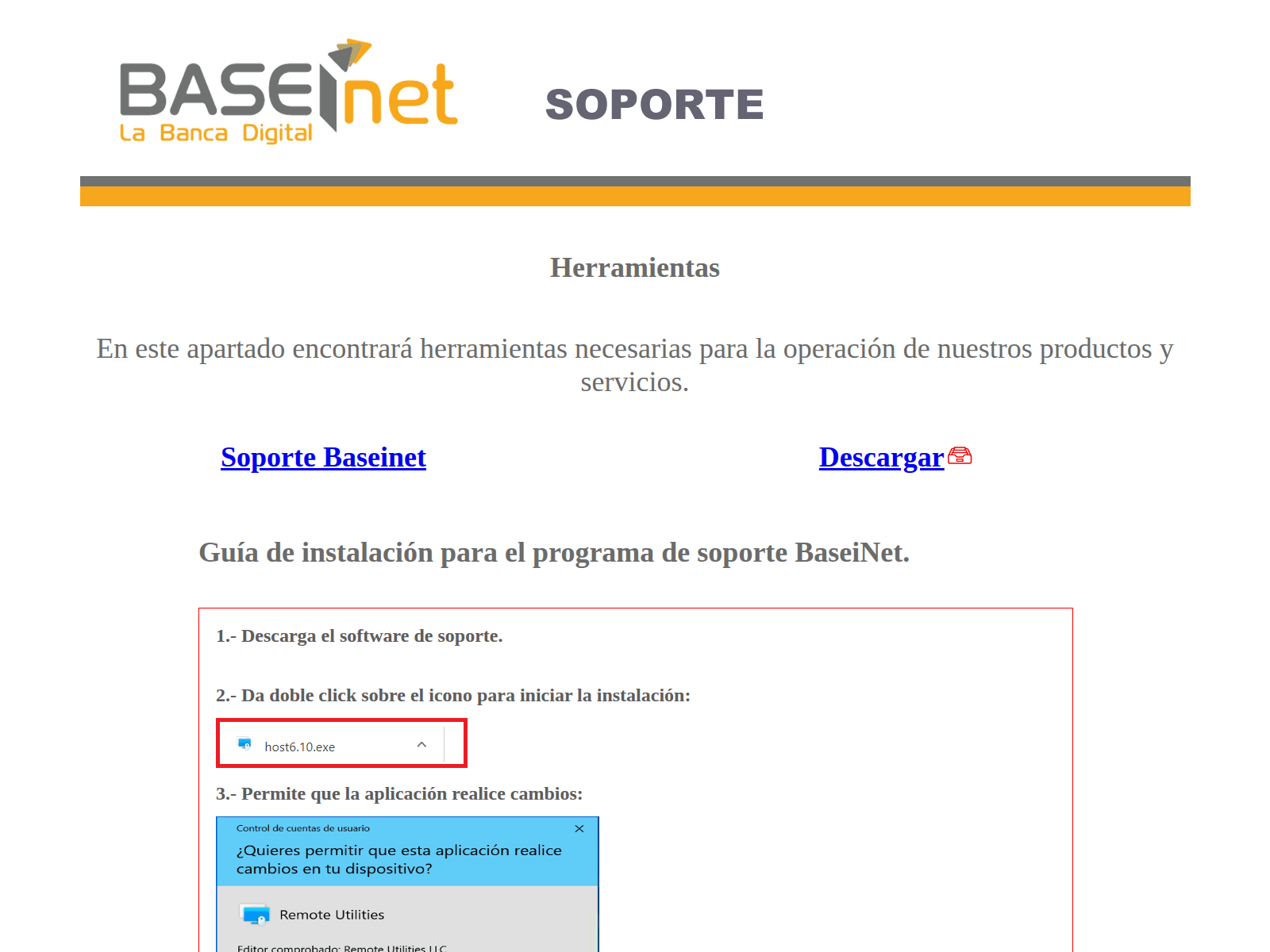 Screenshot of herramientasbaseinet.com