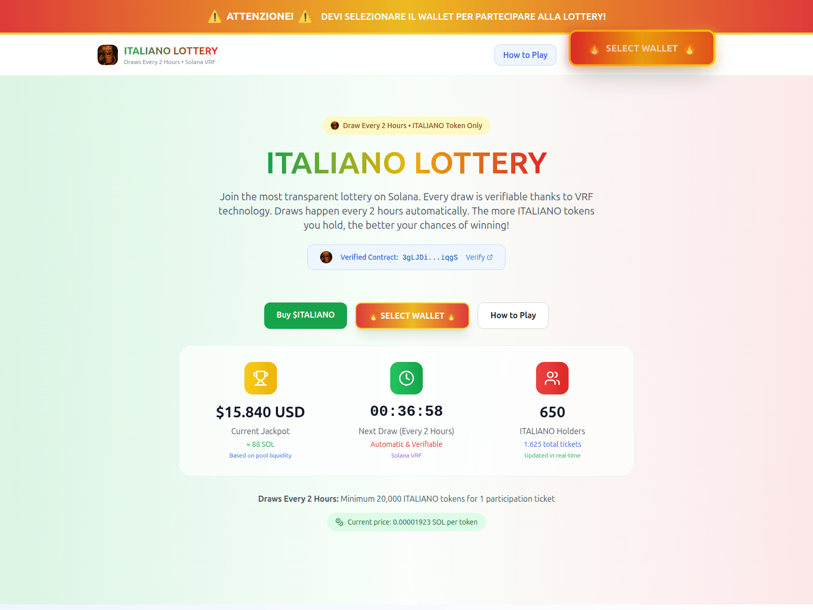 Screenshot of italianolottery.com