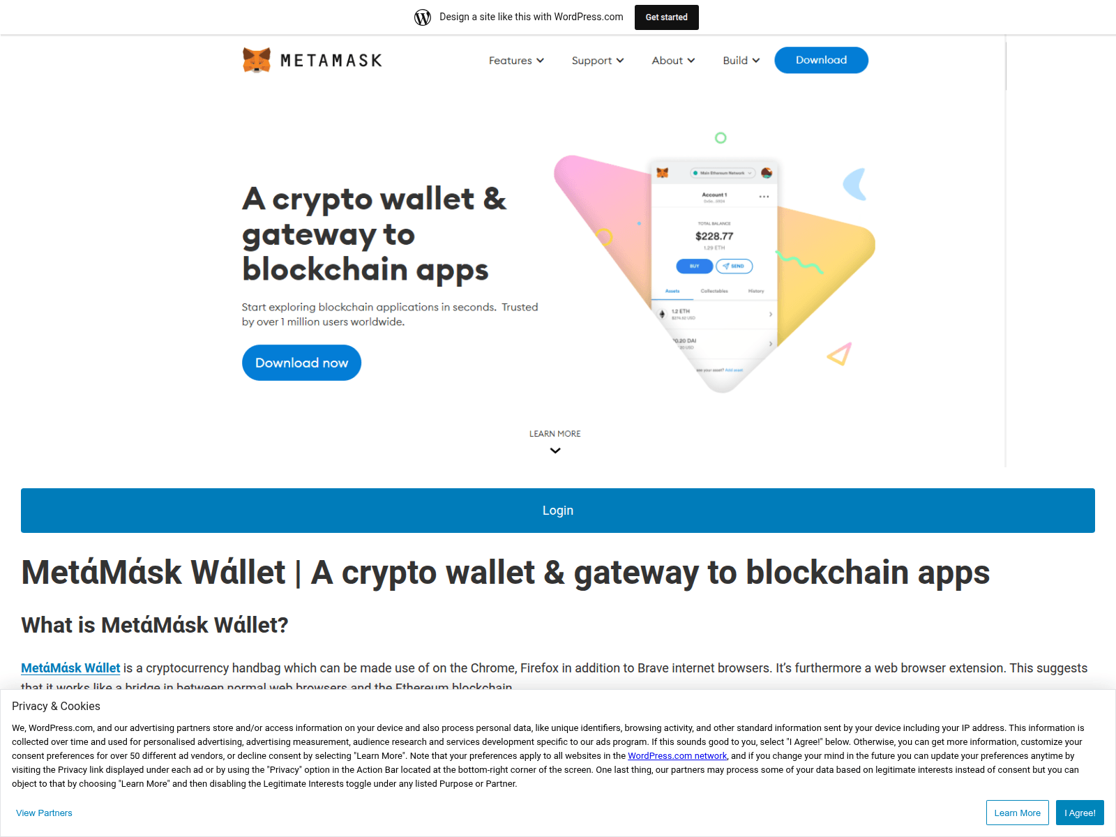 Screenshot of metamasskwallet.wordpress.com
