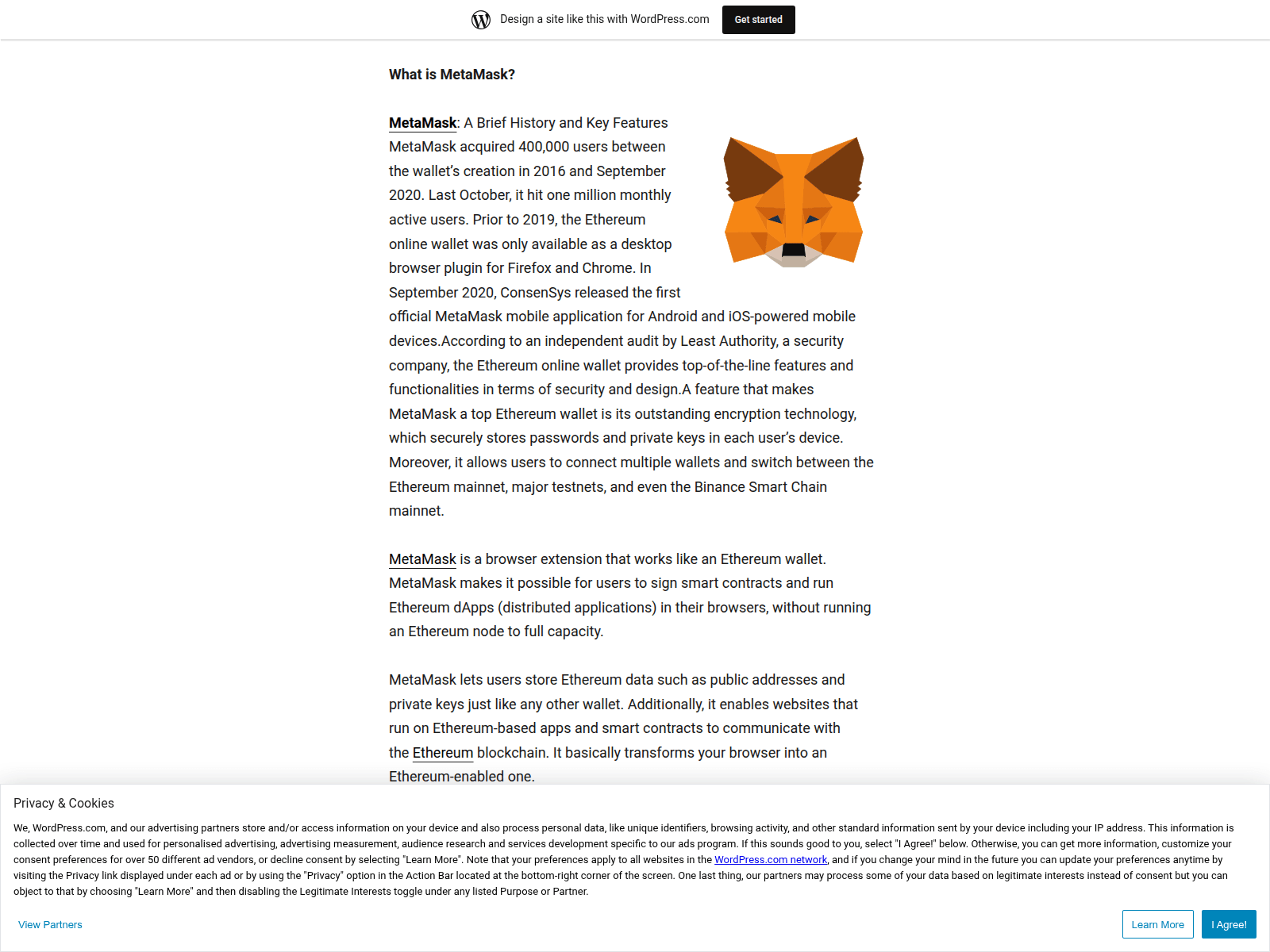 Screenshot of metamask0.wordpress.com