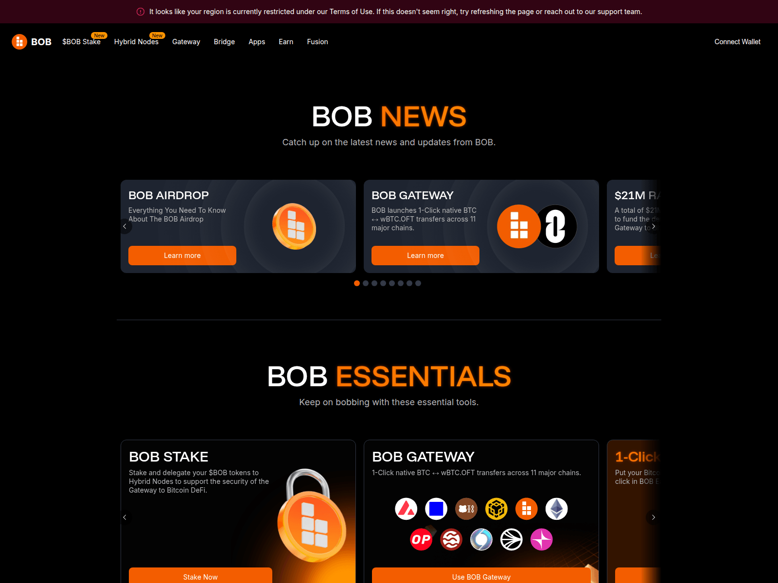 Screenshot of bob-mainnet-ncwjobm32-distributed-crafts.vercel.app