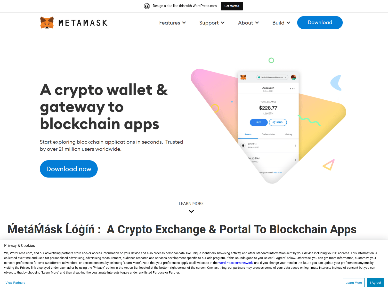 Screenshot of metamaskhlog.wordpress.com