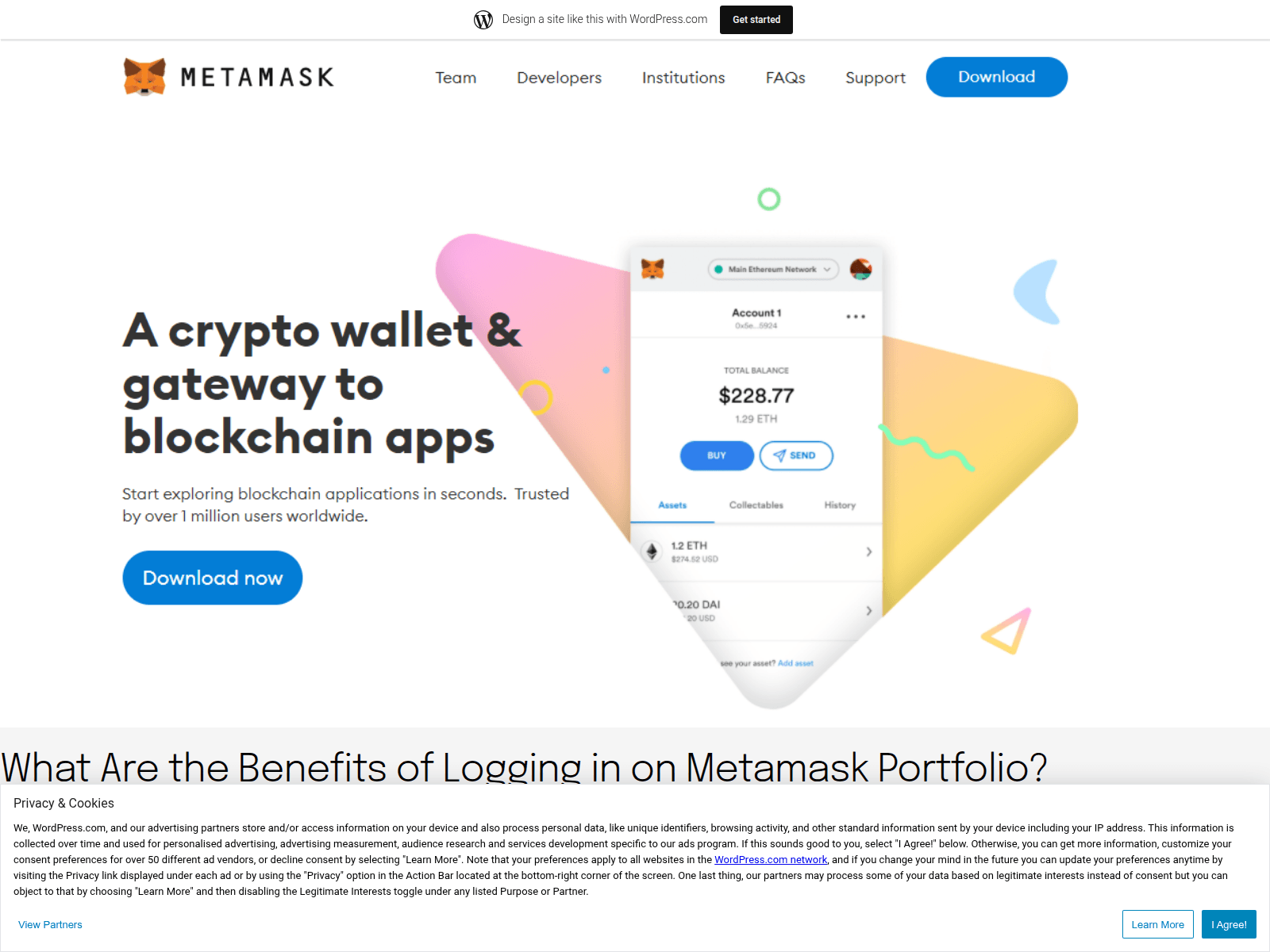 Screenshot of metamasklogindotin.wordpress.com