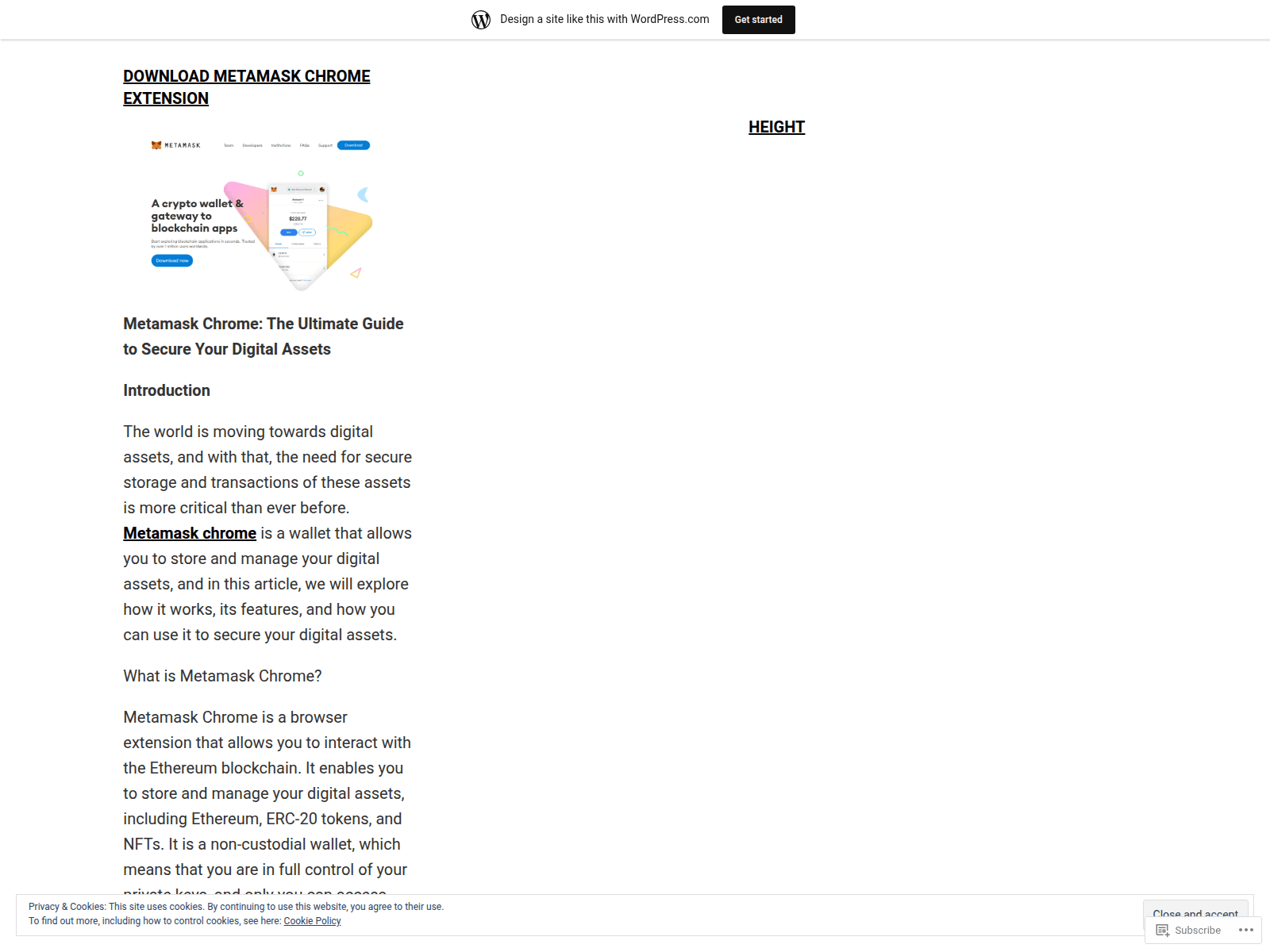 Screenshot of metamaskchrome.wordpress.com