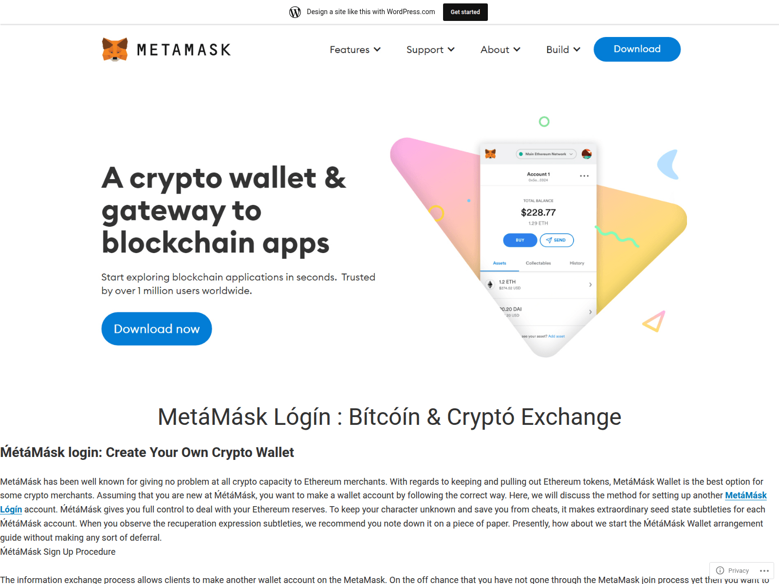 Screenshot of mettamckdlogin.wordpress.com