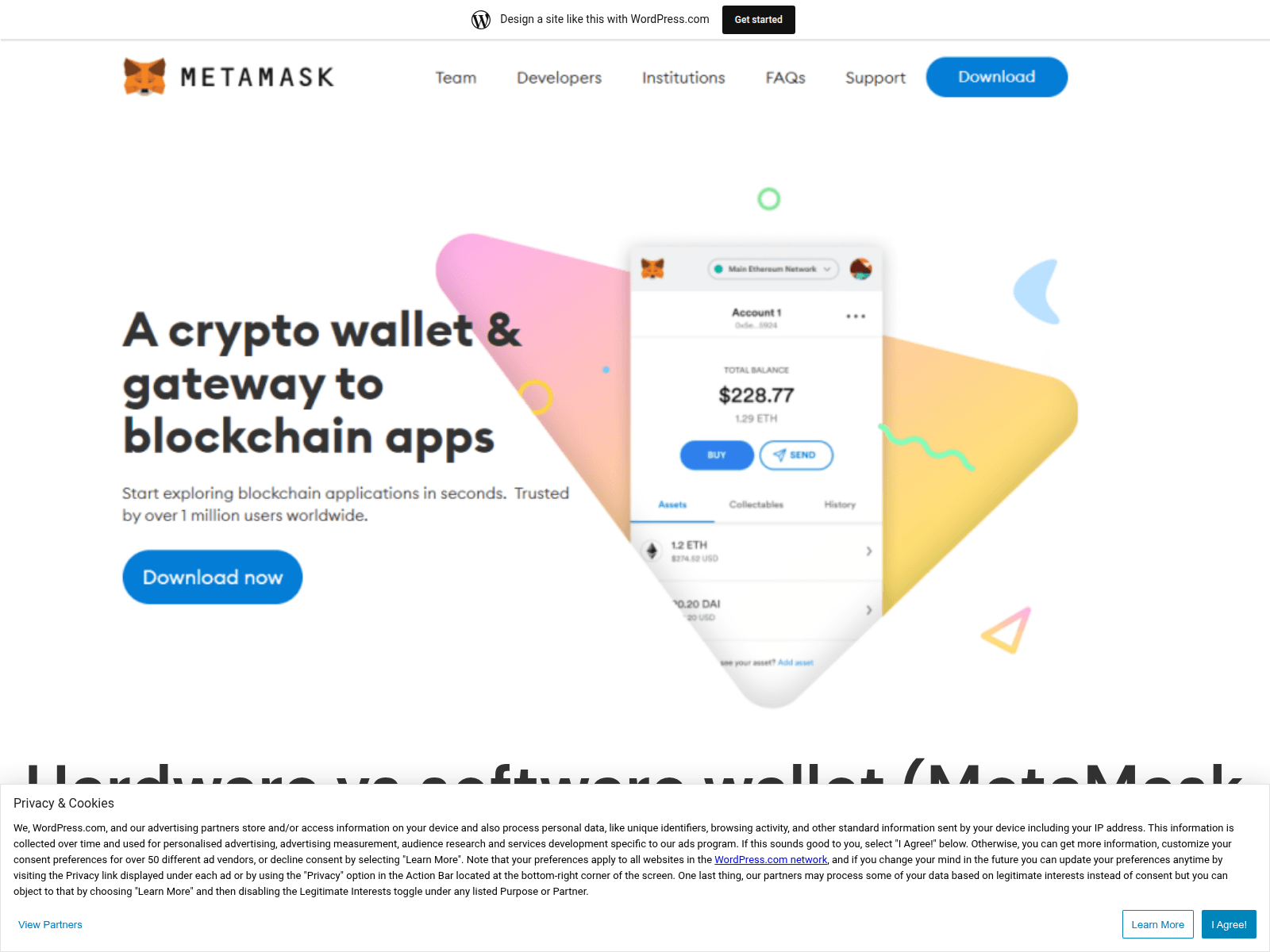 Screenshot of metamaskwalleto.wordpress.com