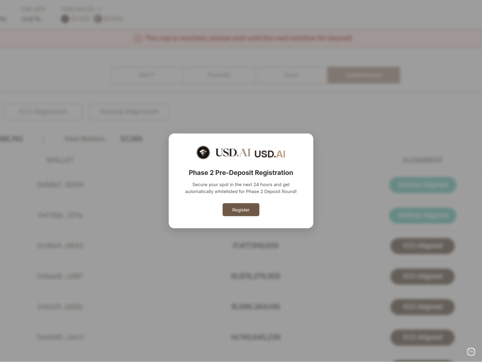 Screenshot of usdai-predeposit.net