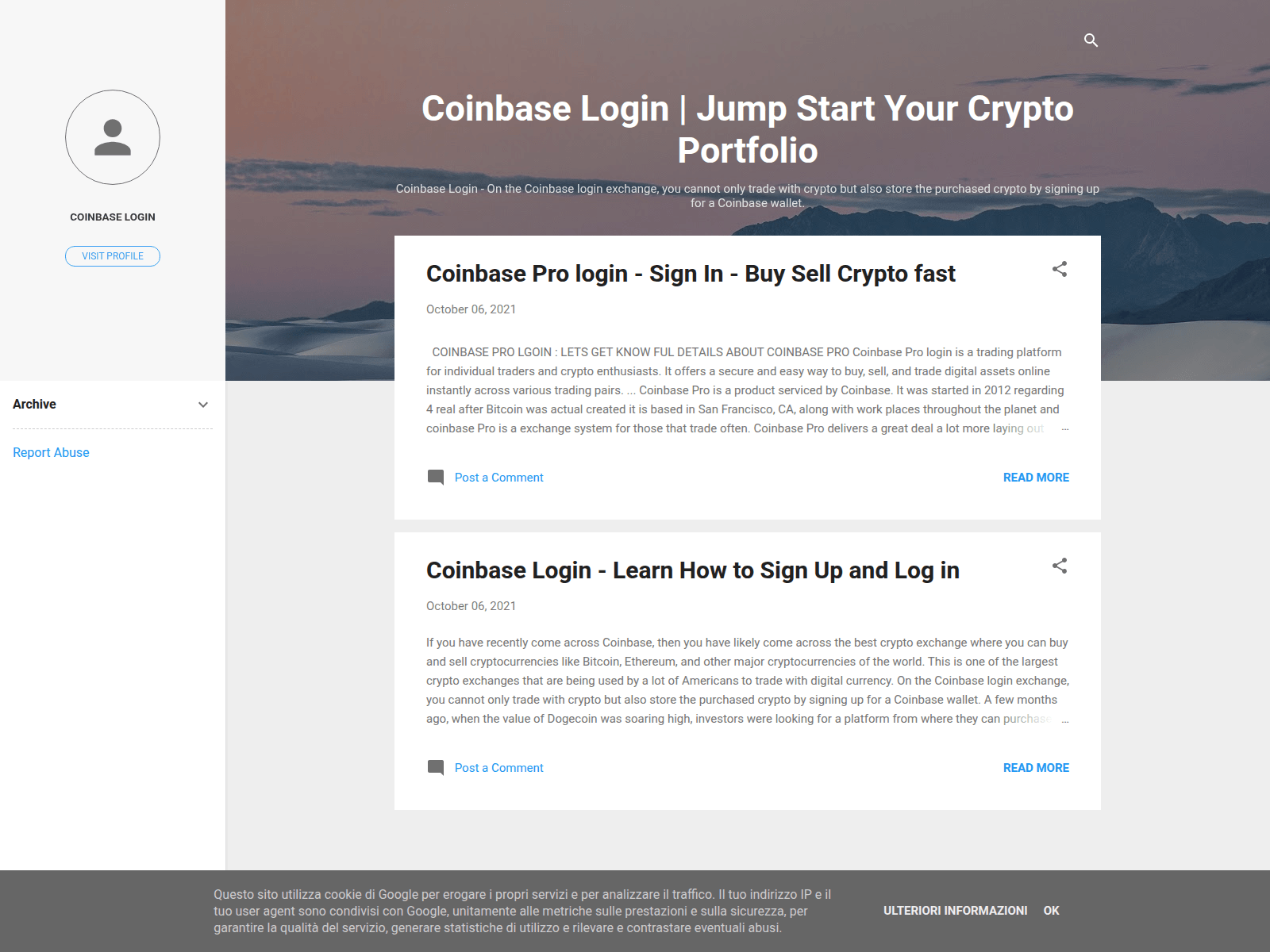Screenshot of coinbaseelogin.blogspot.it