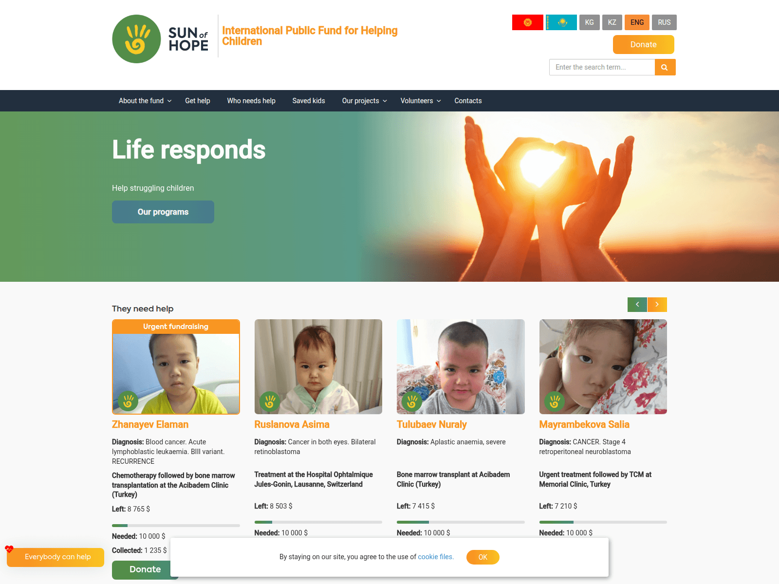 Screenshot of sunofhope.fund