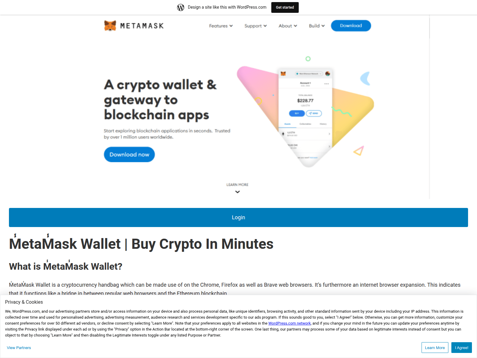 Screenshot of metamaskwaliet.wordpress.com
