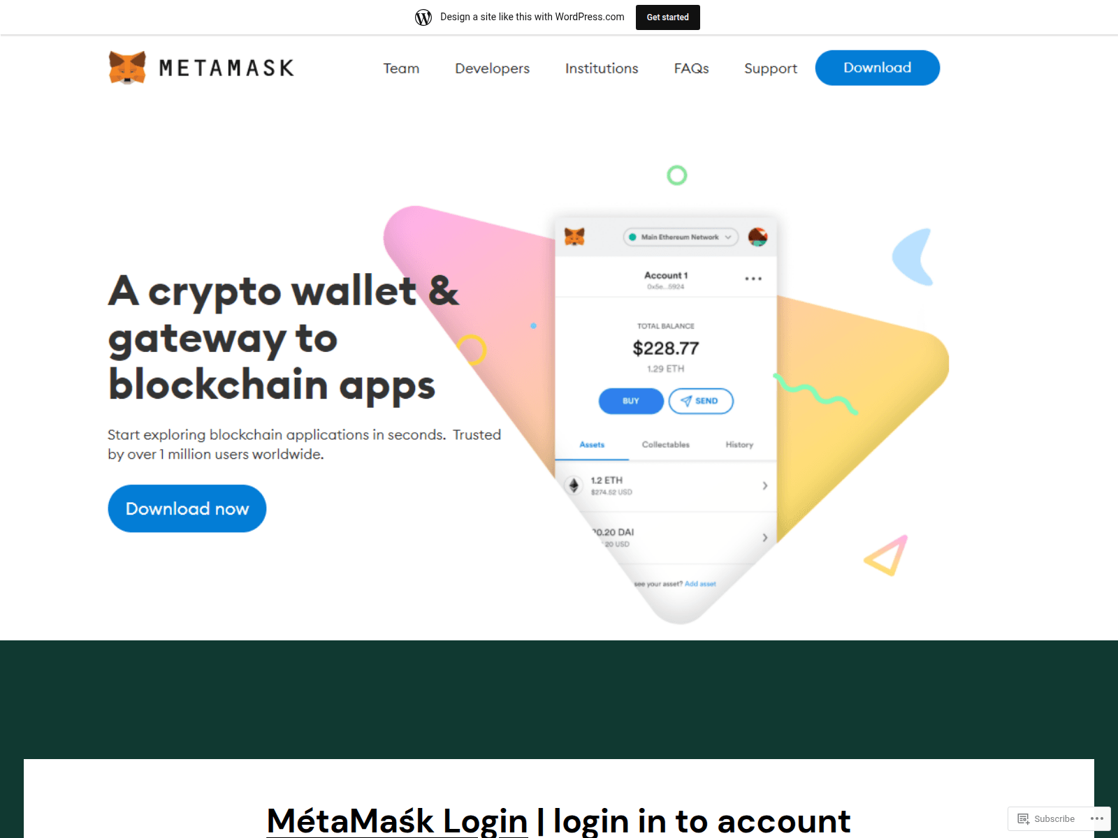 Screenshot of metaamaskkloggin.wordpress.com