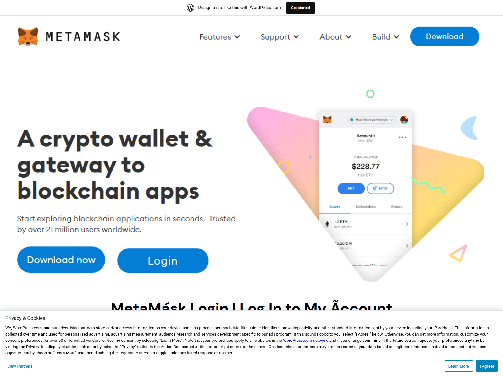 Screenshot of metamasklogimn.wordpress.com