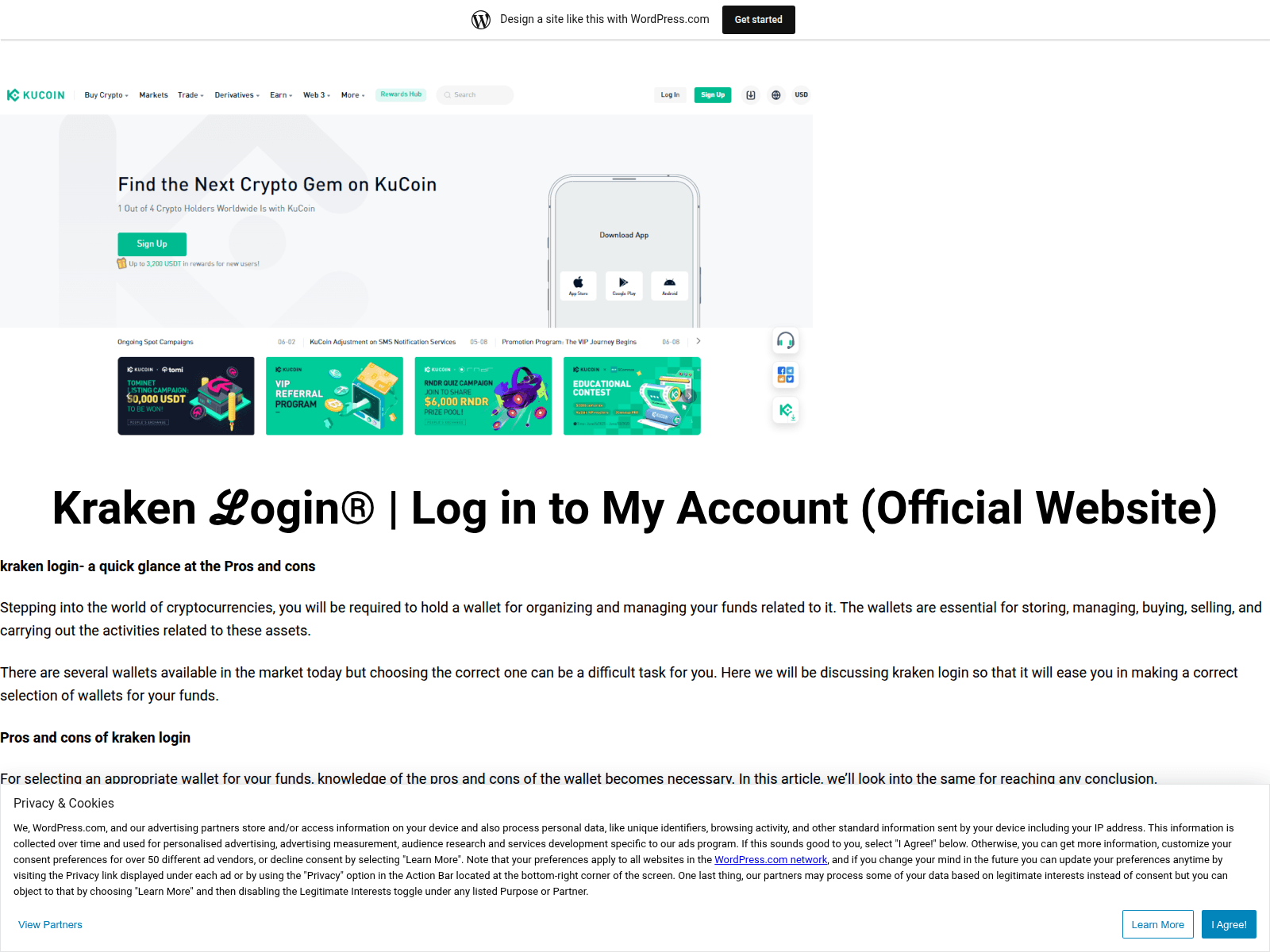 Screenshot of keaskrnlogin.wordpress.com
