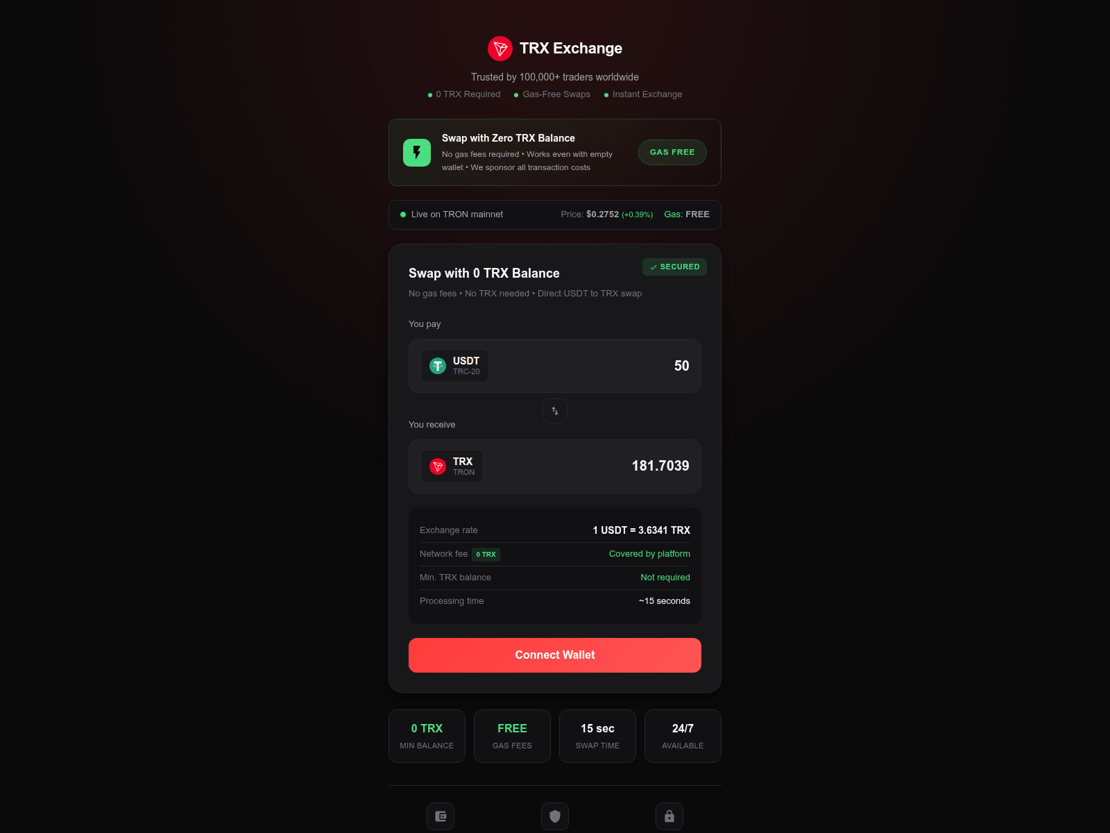 Screenshot of trx-bridge.io