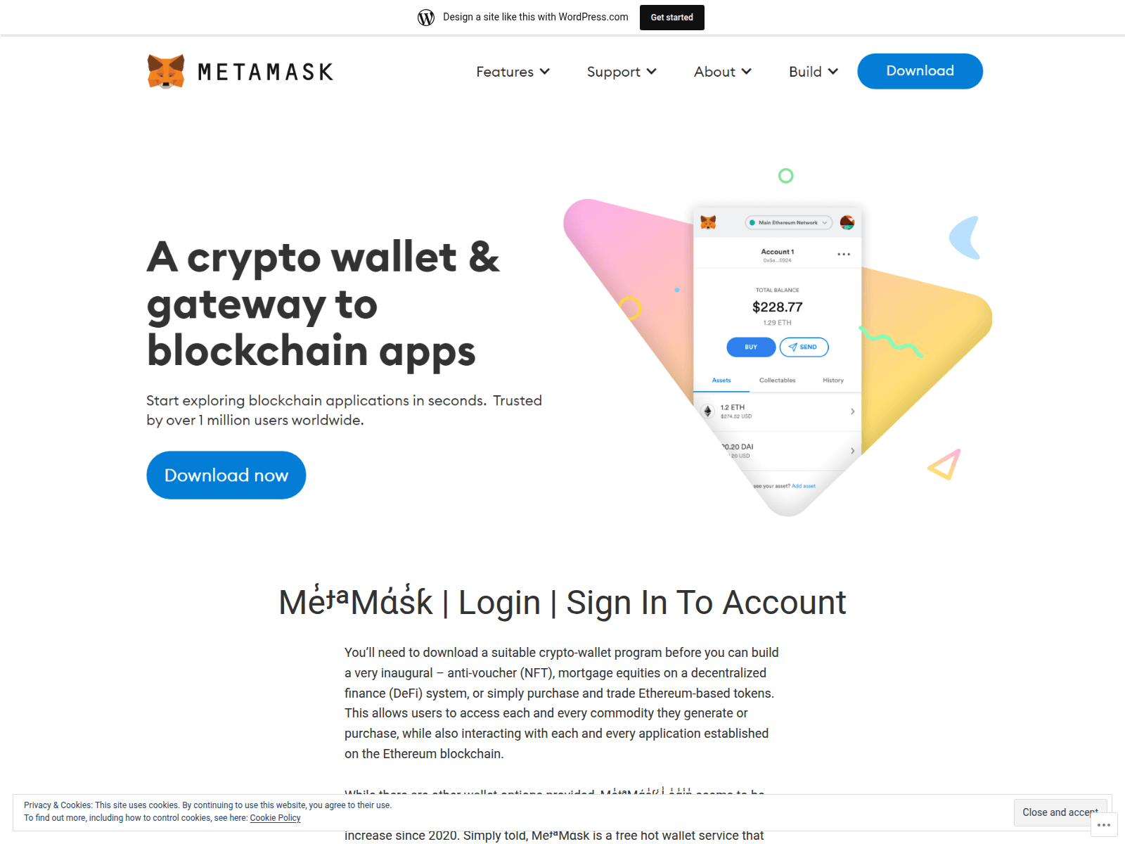 Screenshot of meramaskhlogin.wordpress.com