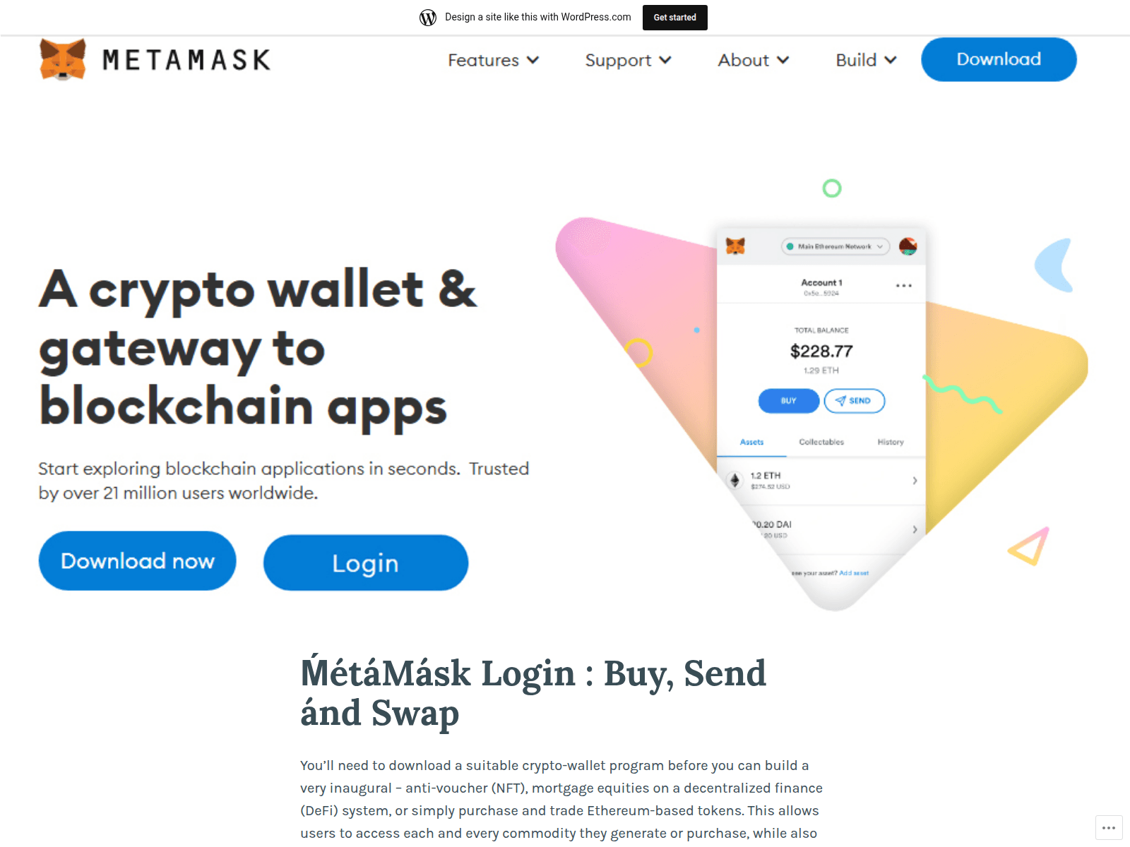 Screenshot of meetamasklogen.wordpress.com