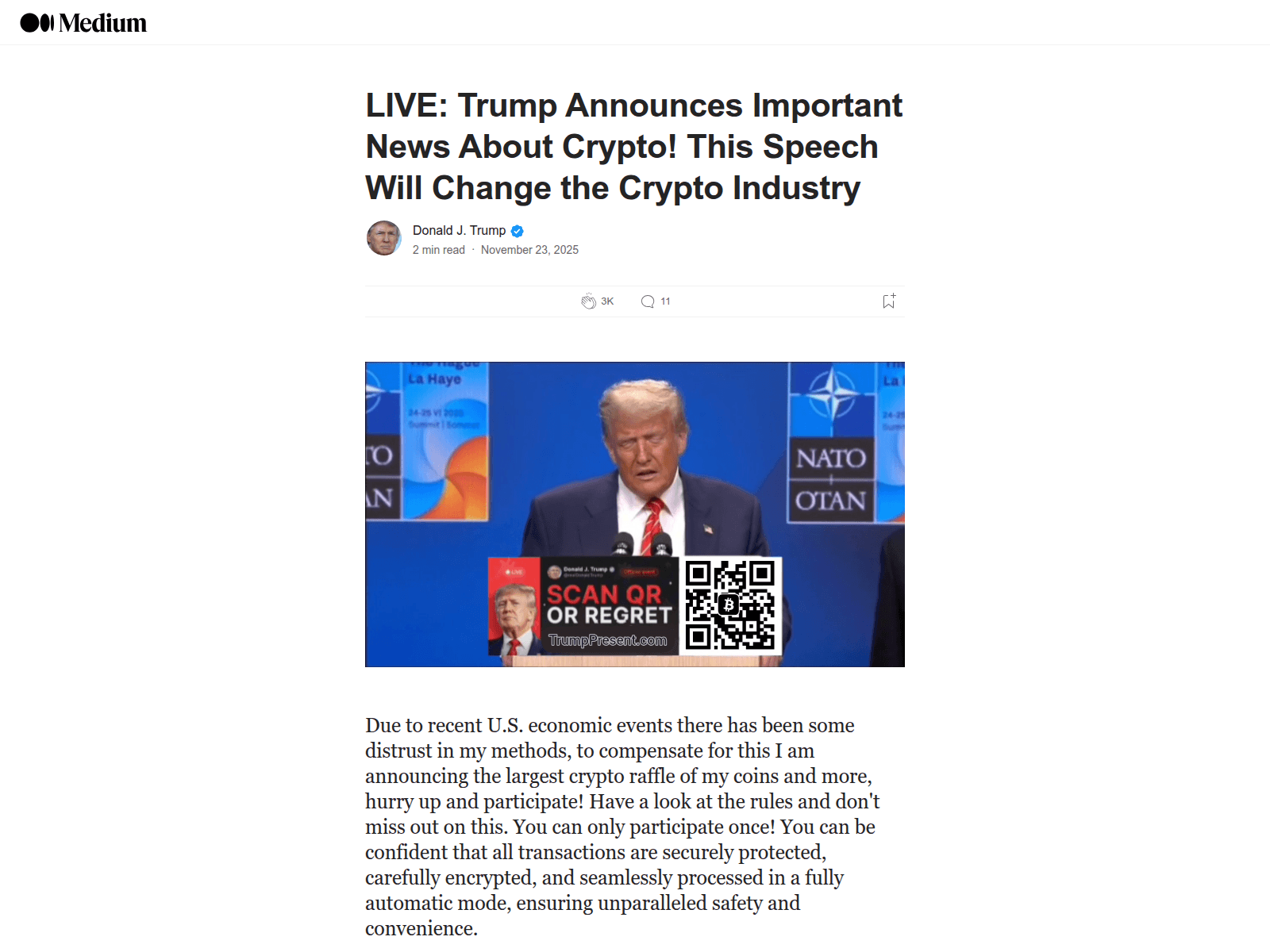 Screenshot of trumppresent.com