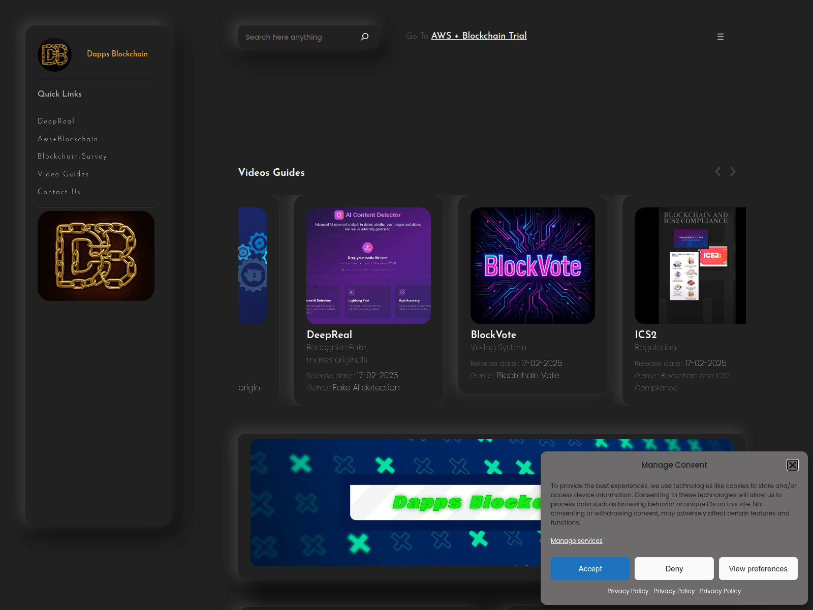 Screenshot of dappsblockchain.com