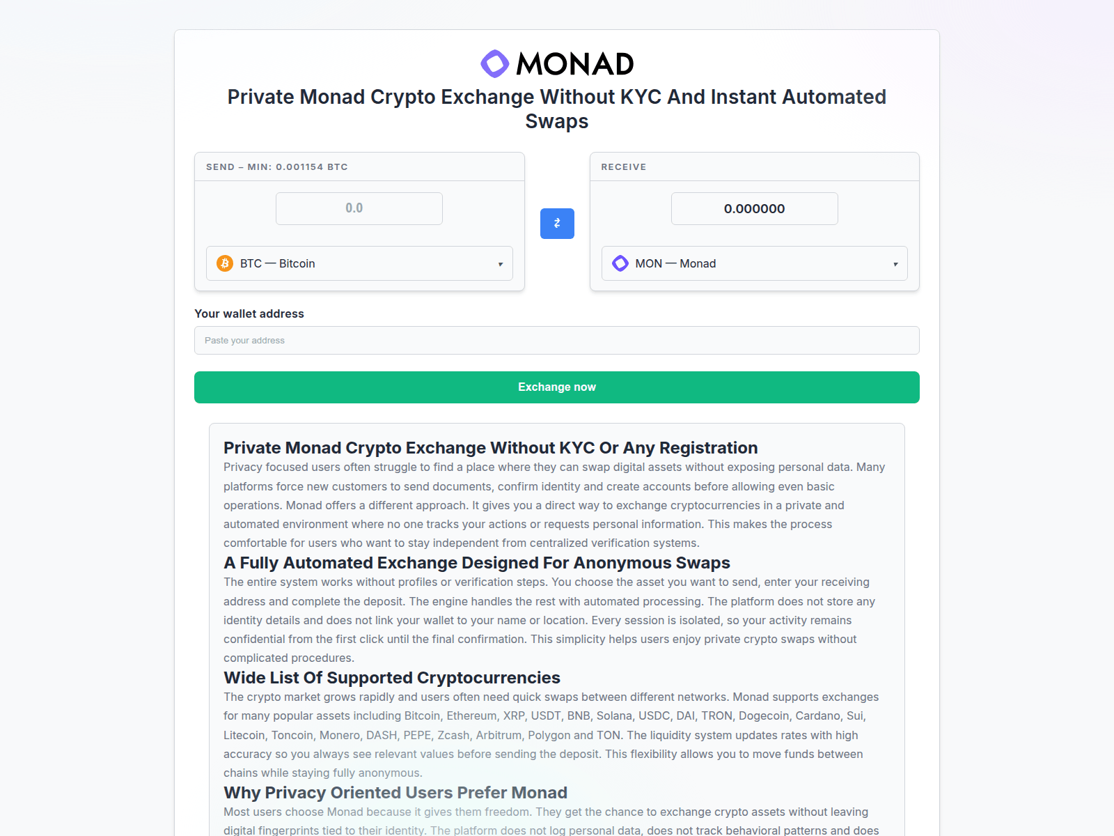 Screenshot of monad-change.com
