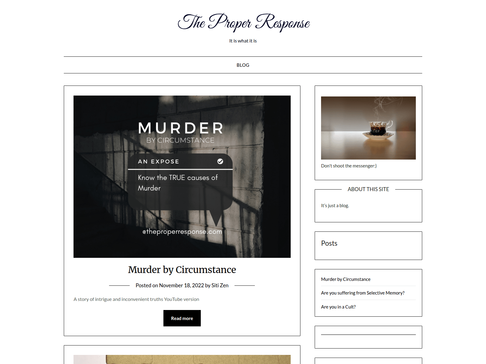 Screenshot of theproperresponse.com